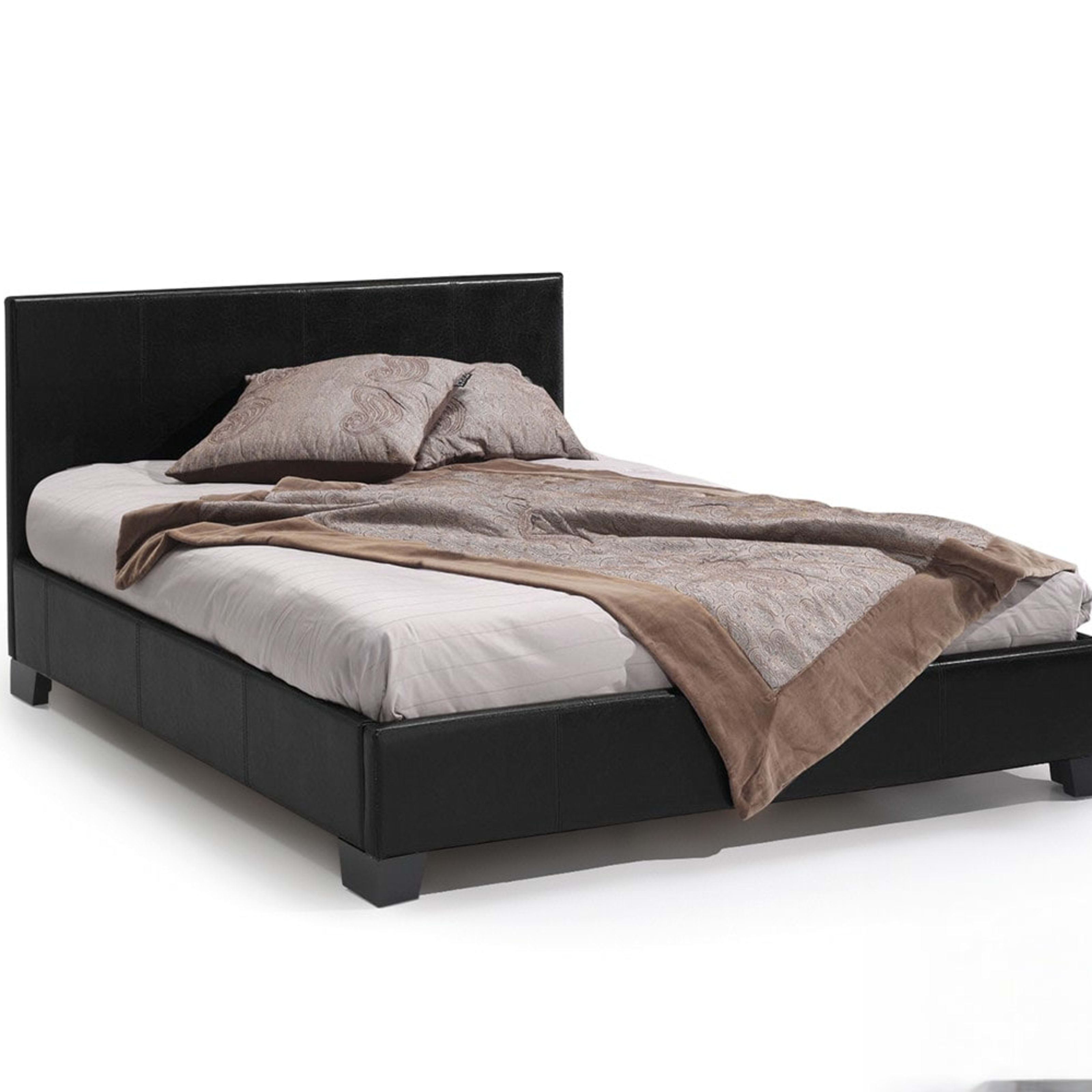 Bed 'Roma' 140×200 met lattenbodem PU Zwart — 6