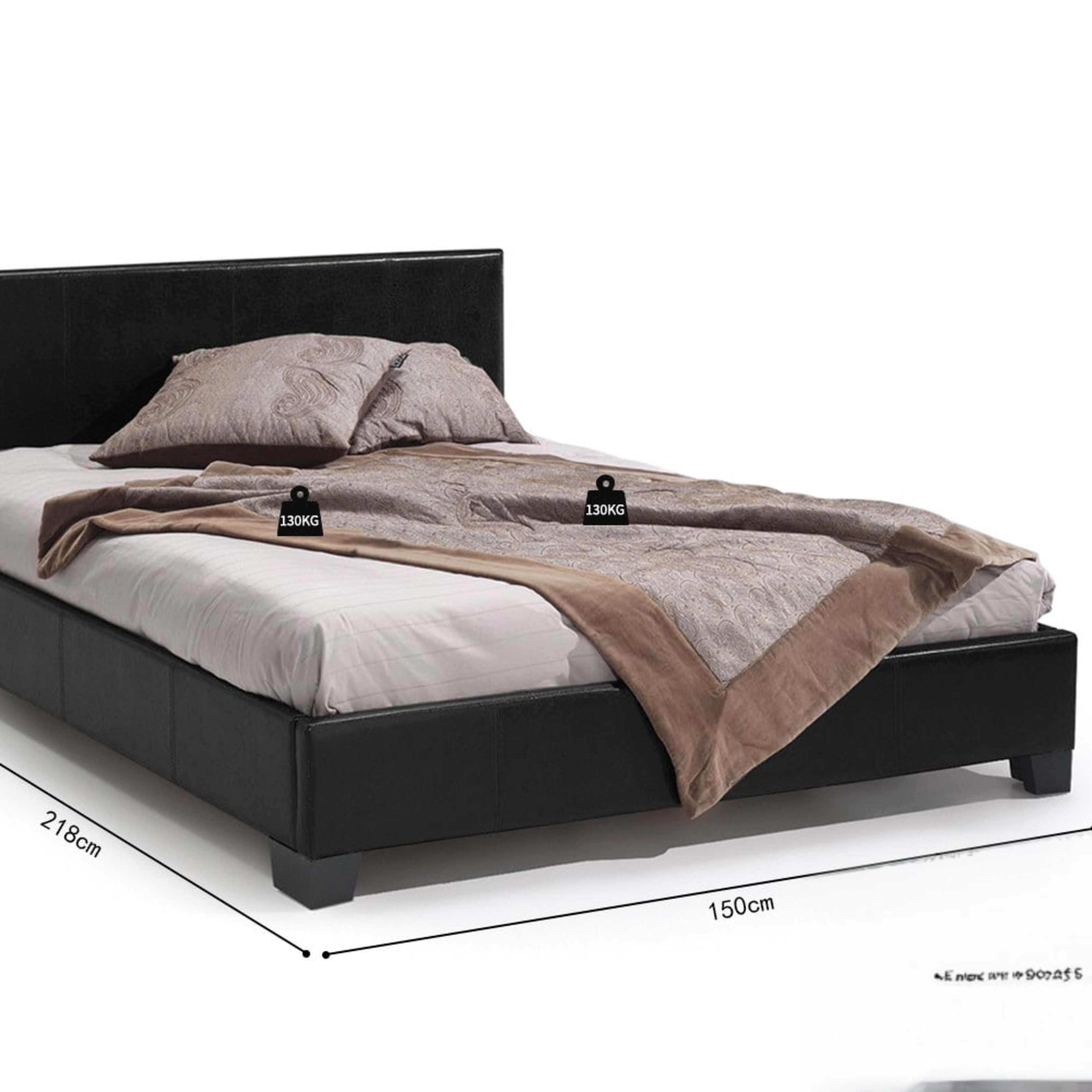Bed 'Roma' 140×200 met lattenbodem PU Zwart — 7