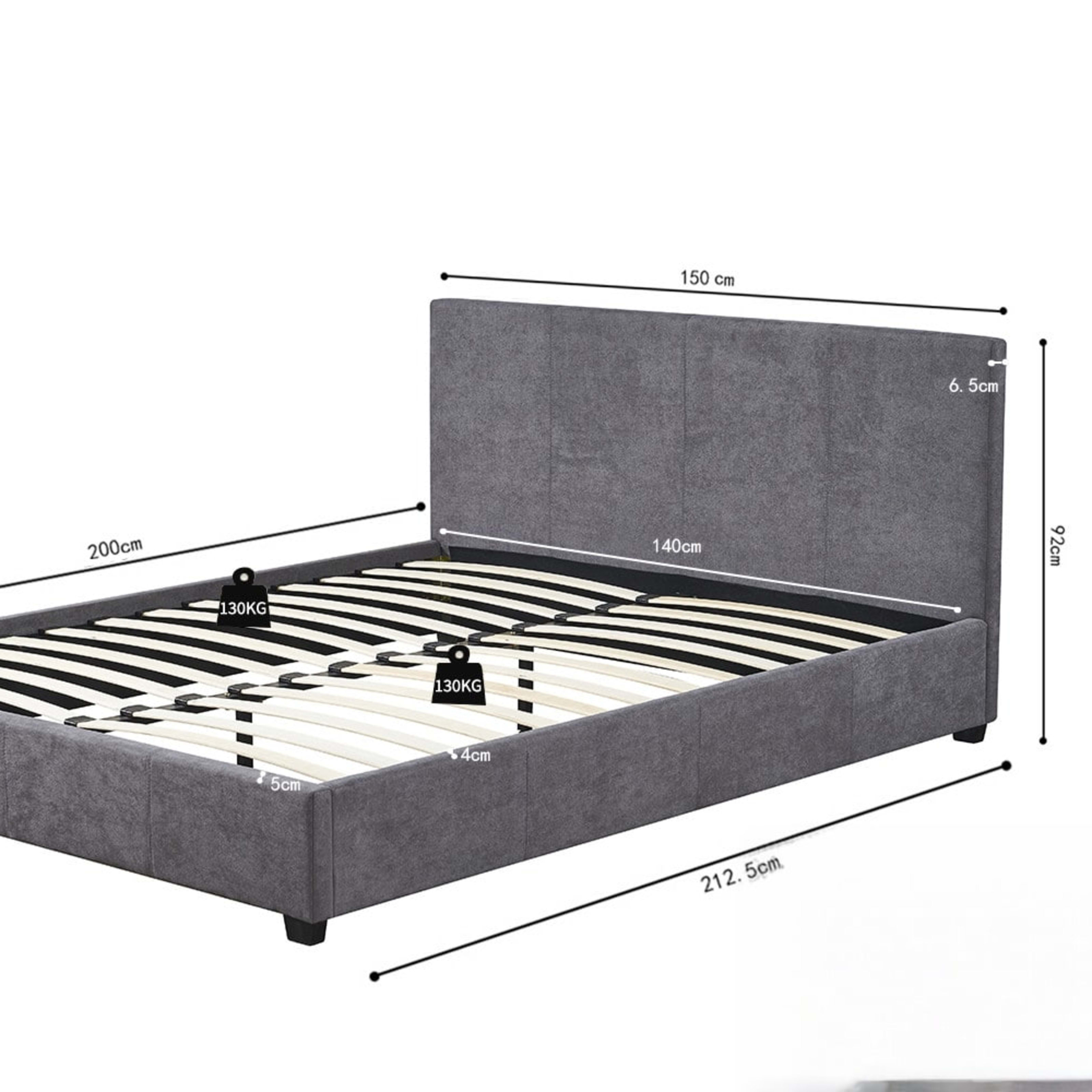 Bed 'Roma' 140×200 met lattenbodem Stof Grijs — 7
