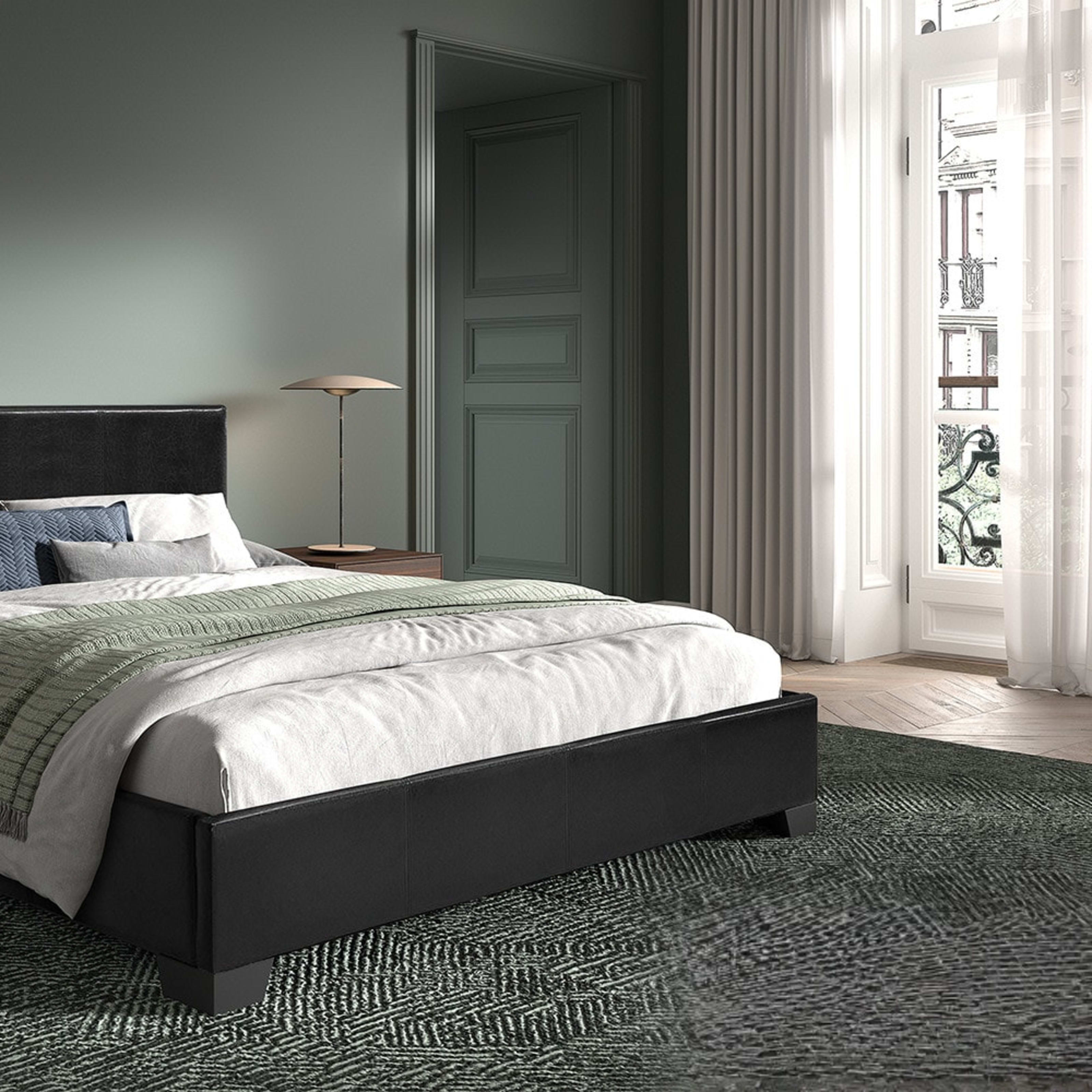 Bed 'Roma' 160×200 met lattenbodem PU Zwart — 2