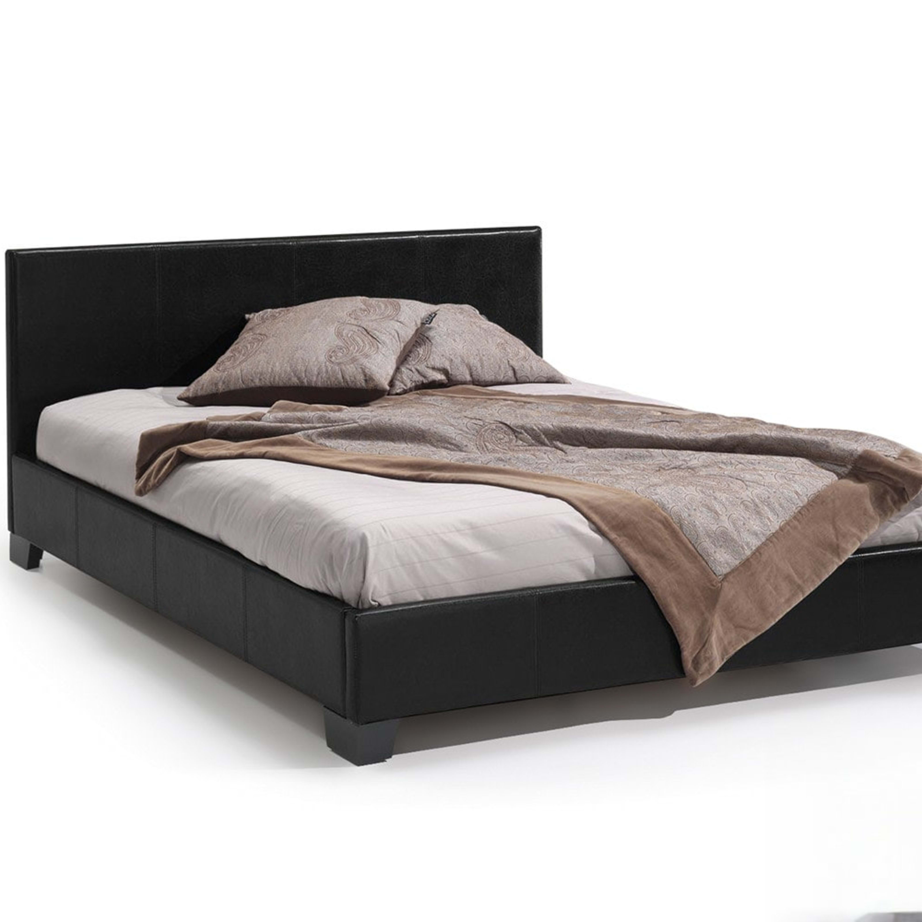 Bed 'Roma' 160×200 met lattenbodem PU Zwart — 6