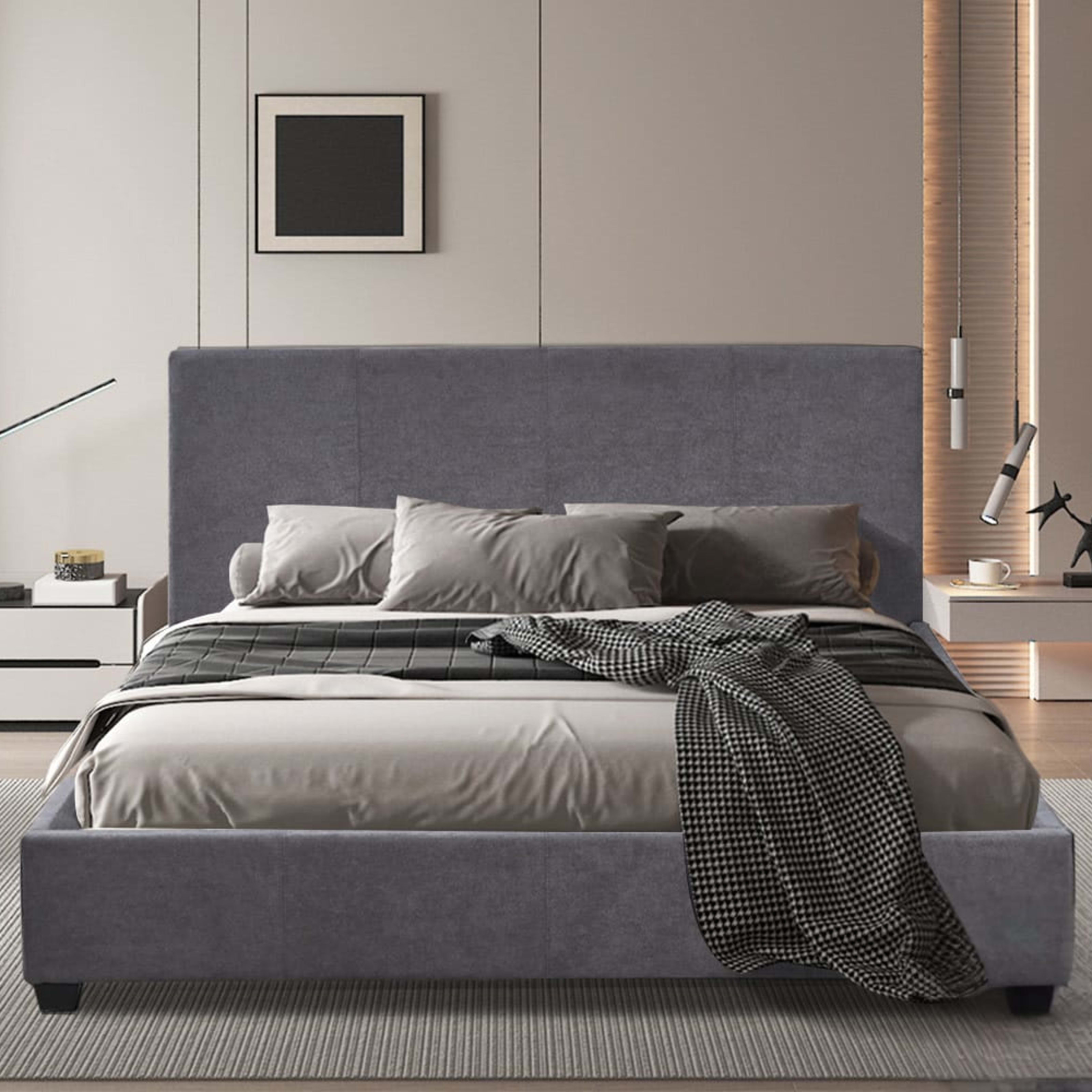 Bed 'Roma' 160×200 met lattenbodem Stof Grijs — 1