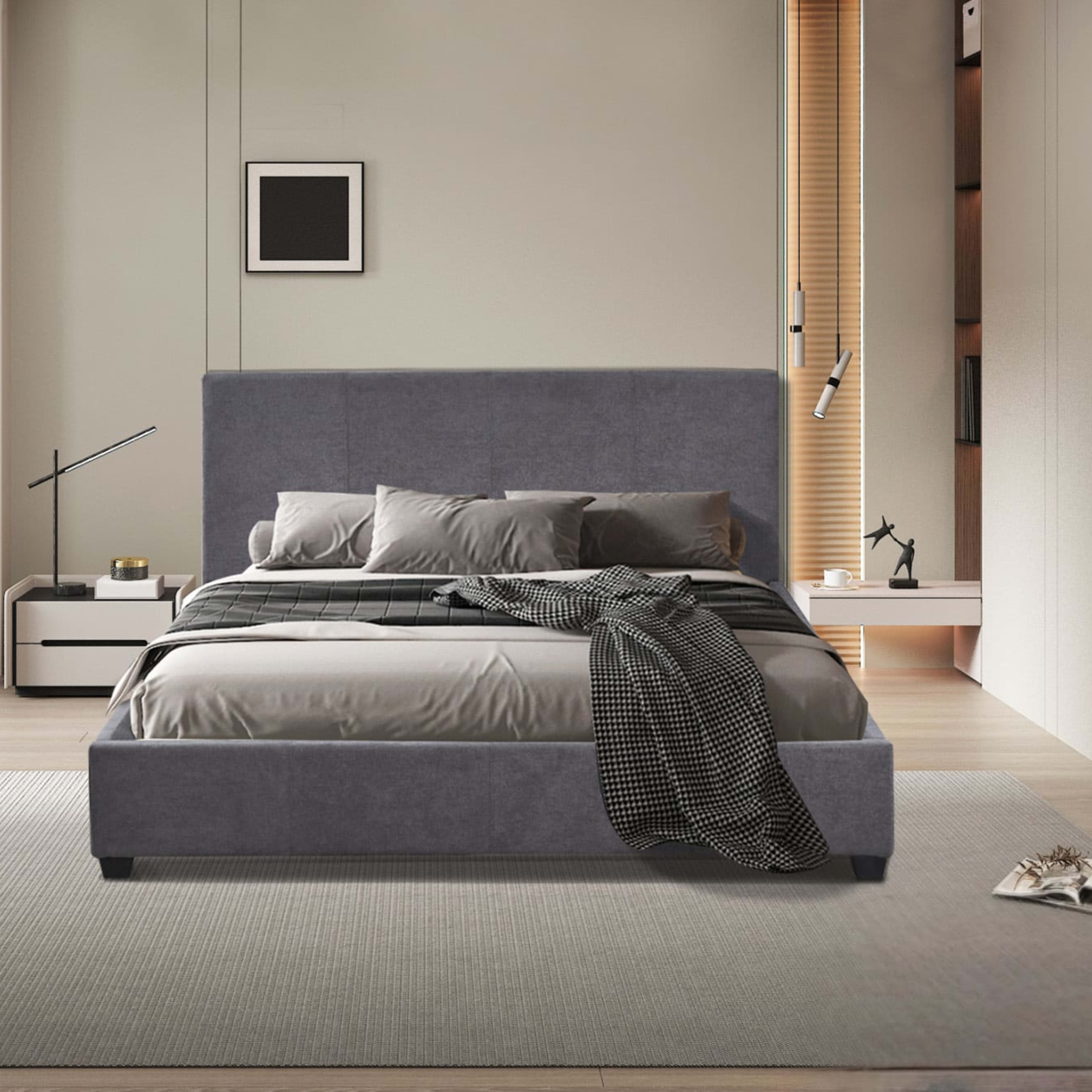 Bed 'Roma' 160×200 met lattenbodem Stof Grijs — 2