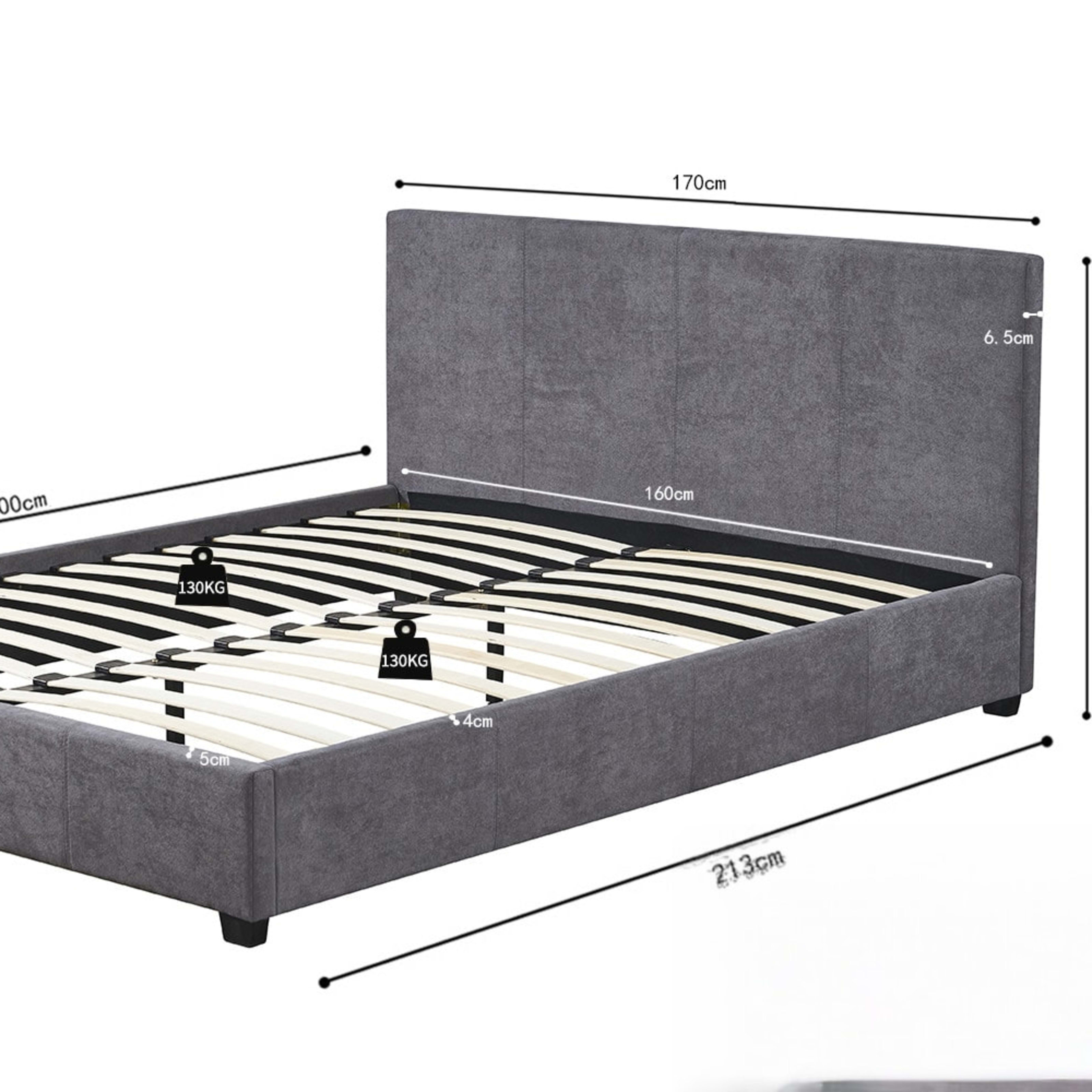 Bed 'Roma' 160×200 met lattenbodem Stof Grijs — 7
