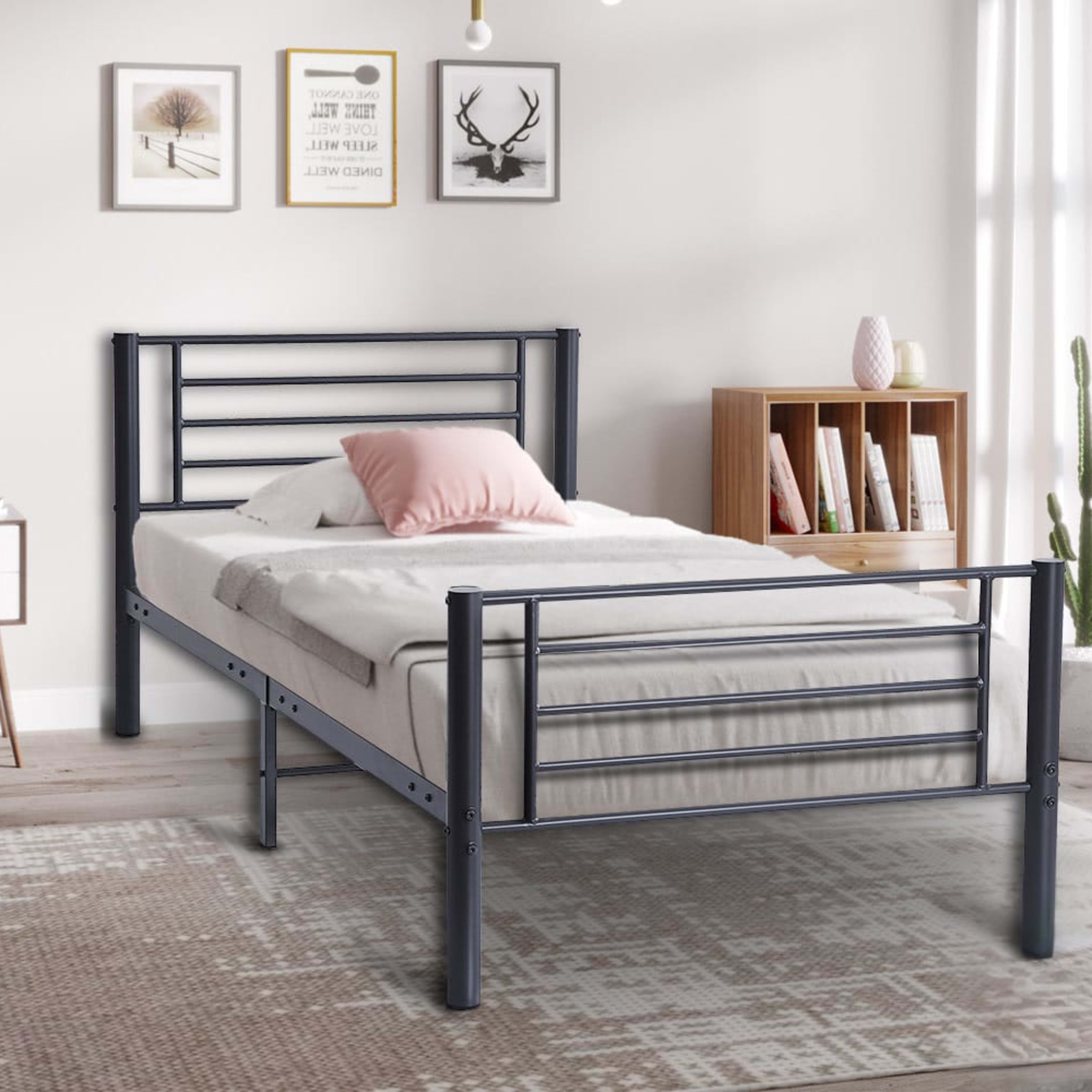 Bed 'Sammy' 90×200 Metaal Donkergrijs — 1
