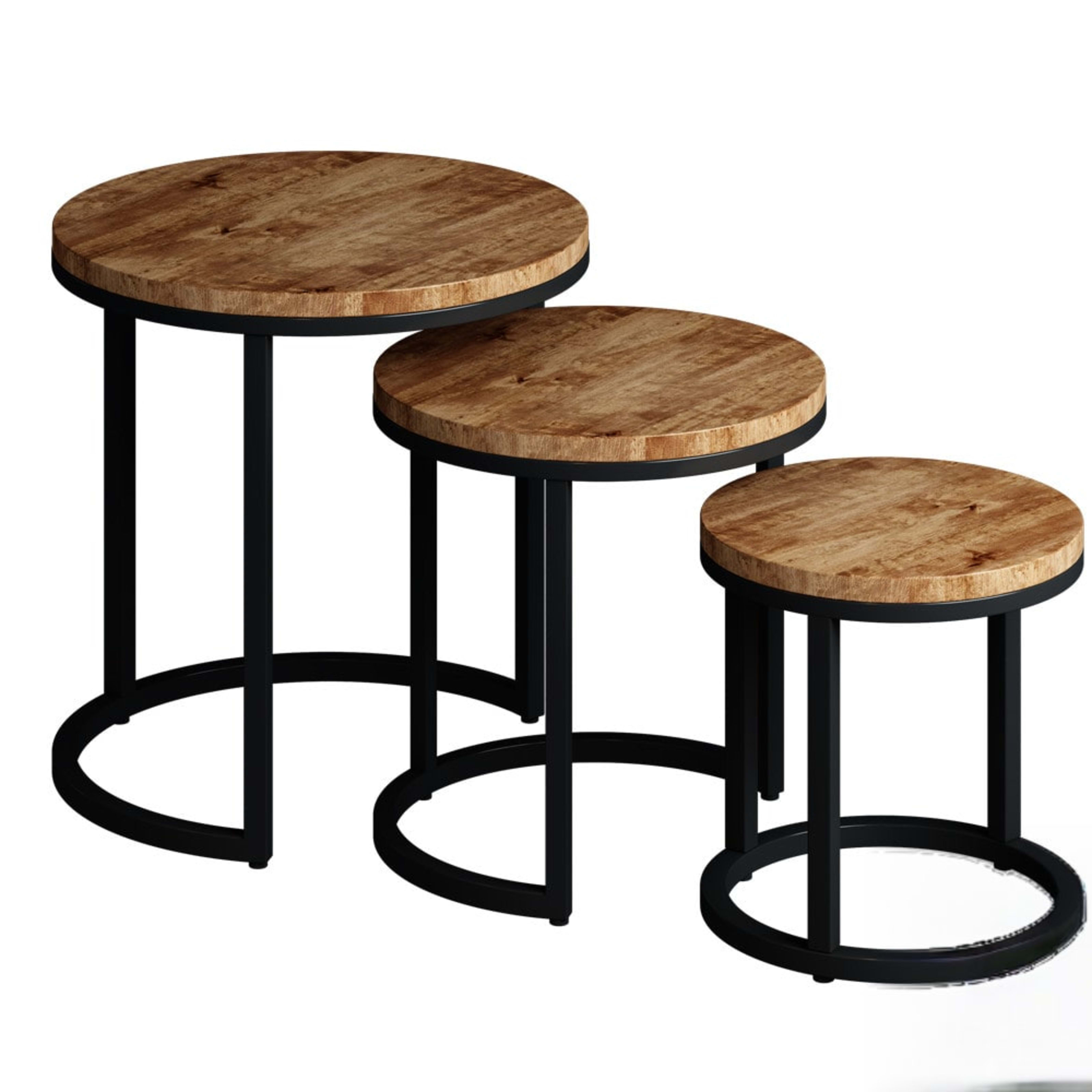 Bijzettafel 'Plano' 3-delig Mango hout — 1