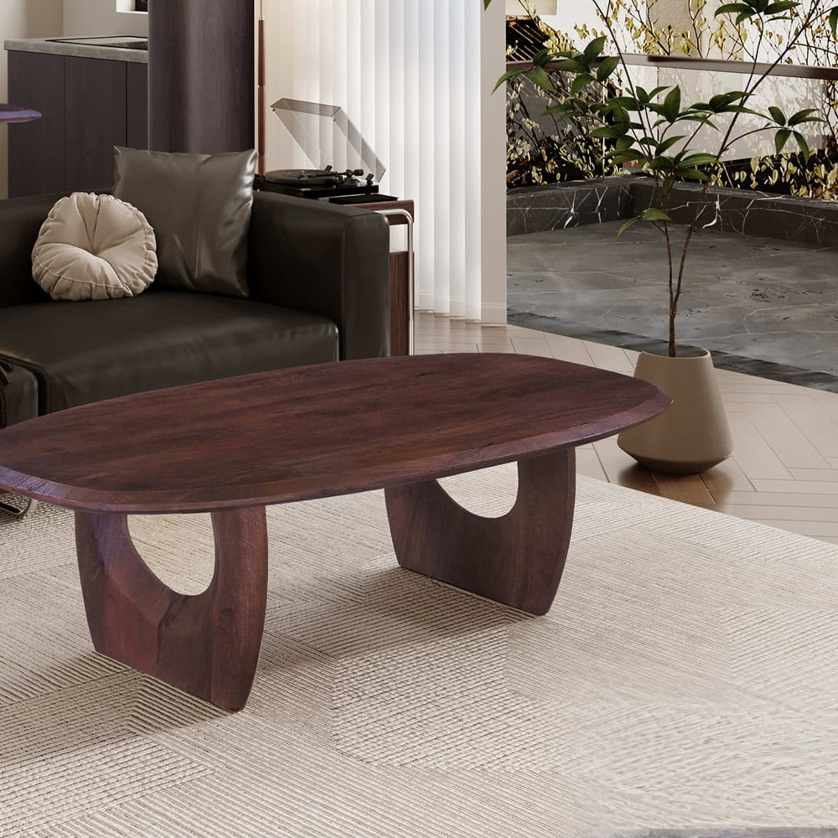 Salontafel 'Braga' Deens Ovaal Mango hout Donkerbruin — 2