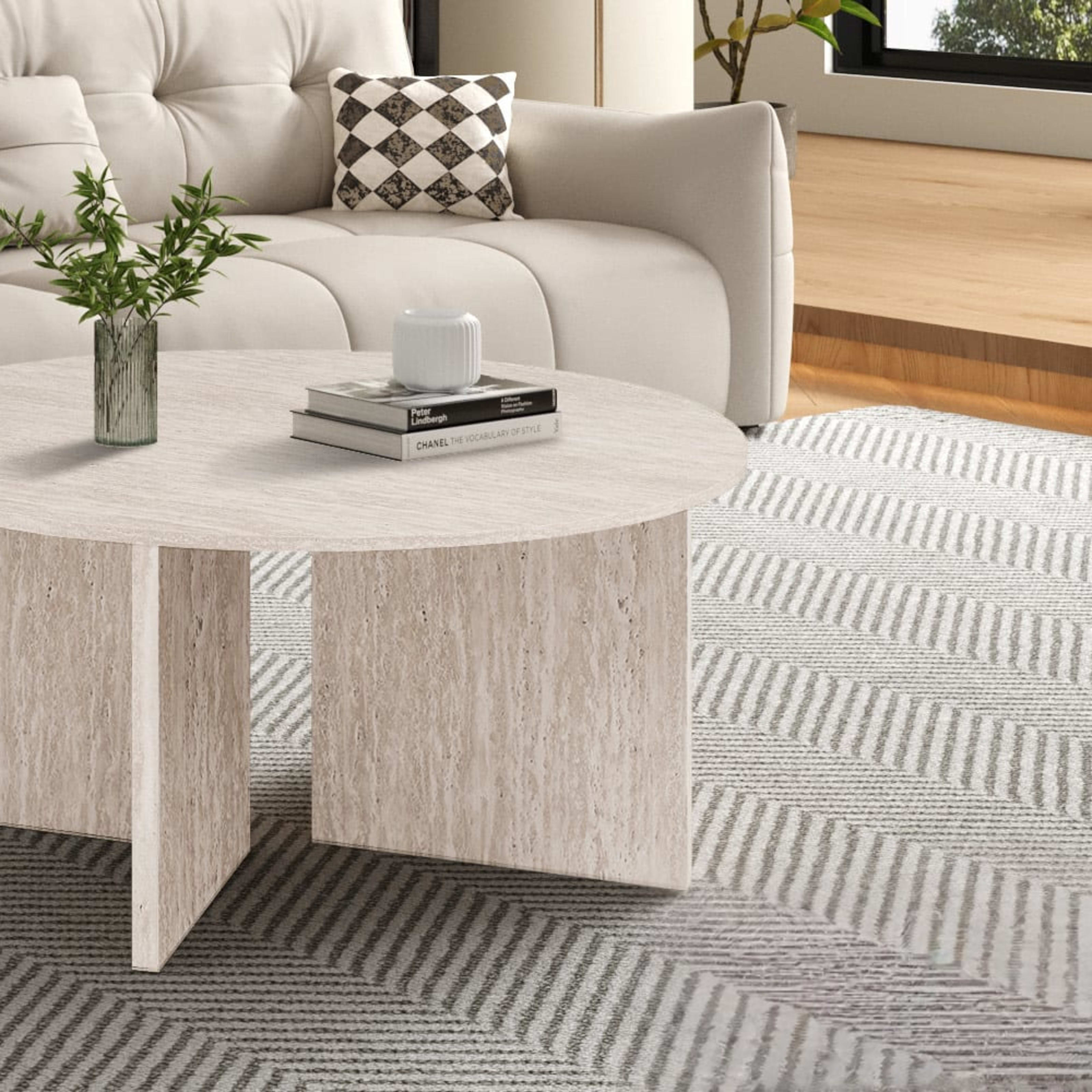 Salontafel 'Drasir' Rond Decor Travertin Beige — 2