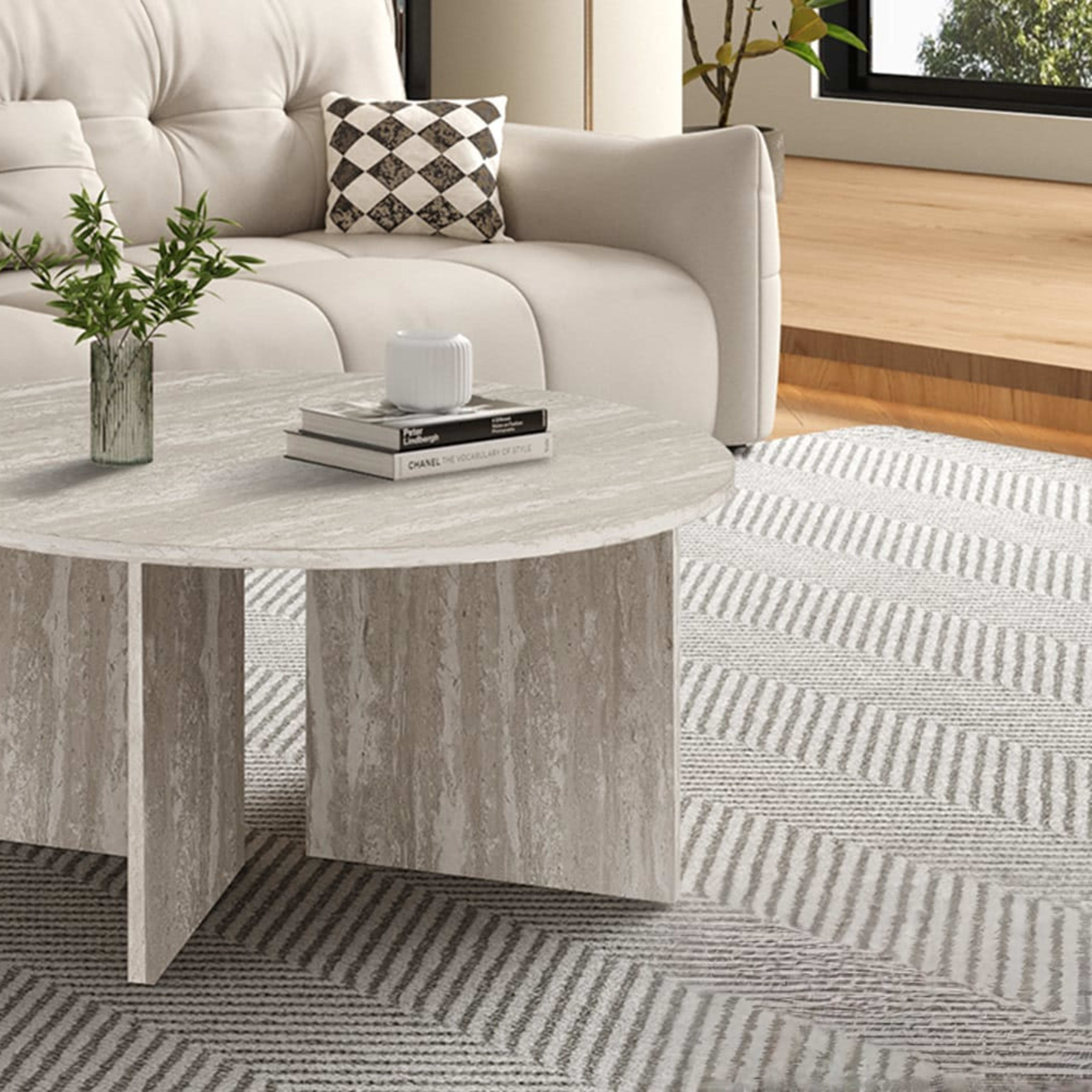 Salontafel 'Drasir' Rond Decor Travertin Grijs — 2