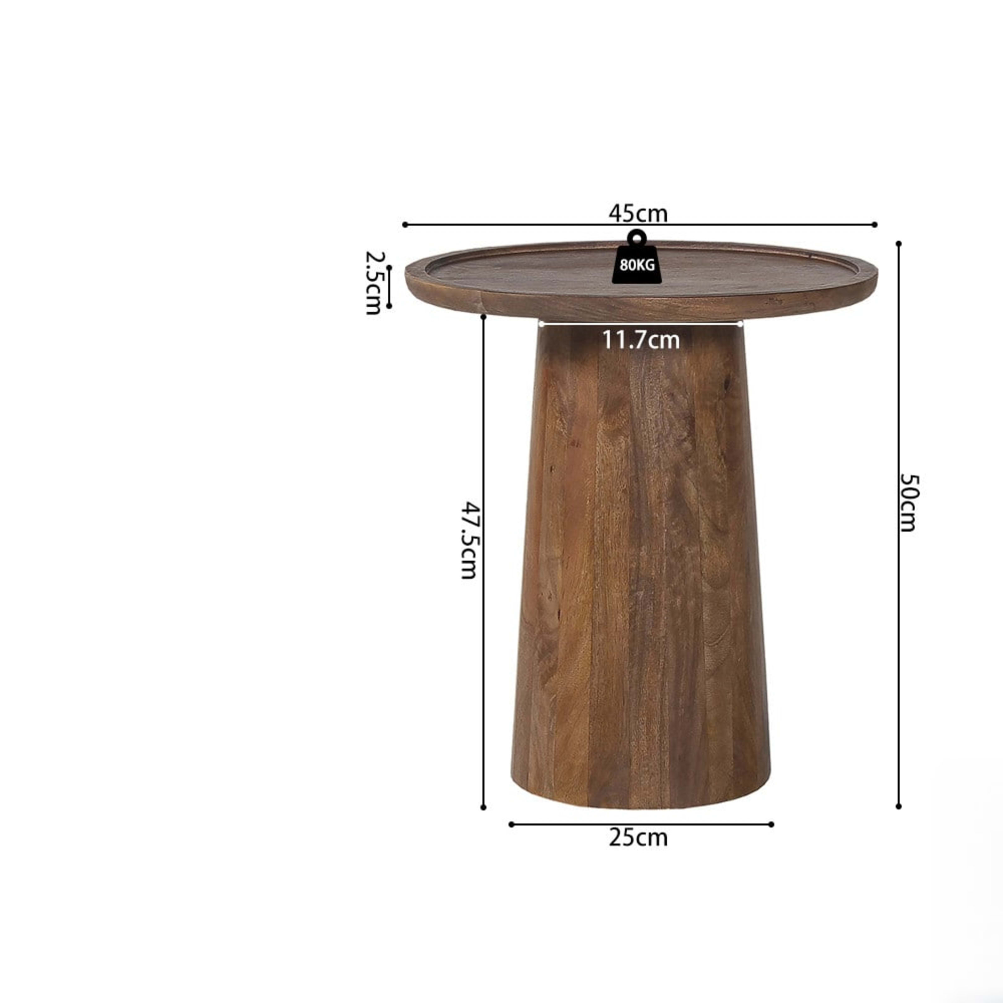 Salontafel 'Jules' 45x50 cm Rond Mango hout Lichtbruin — 3