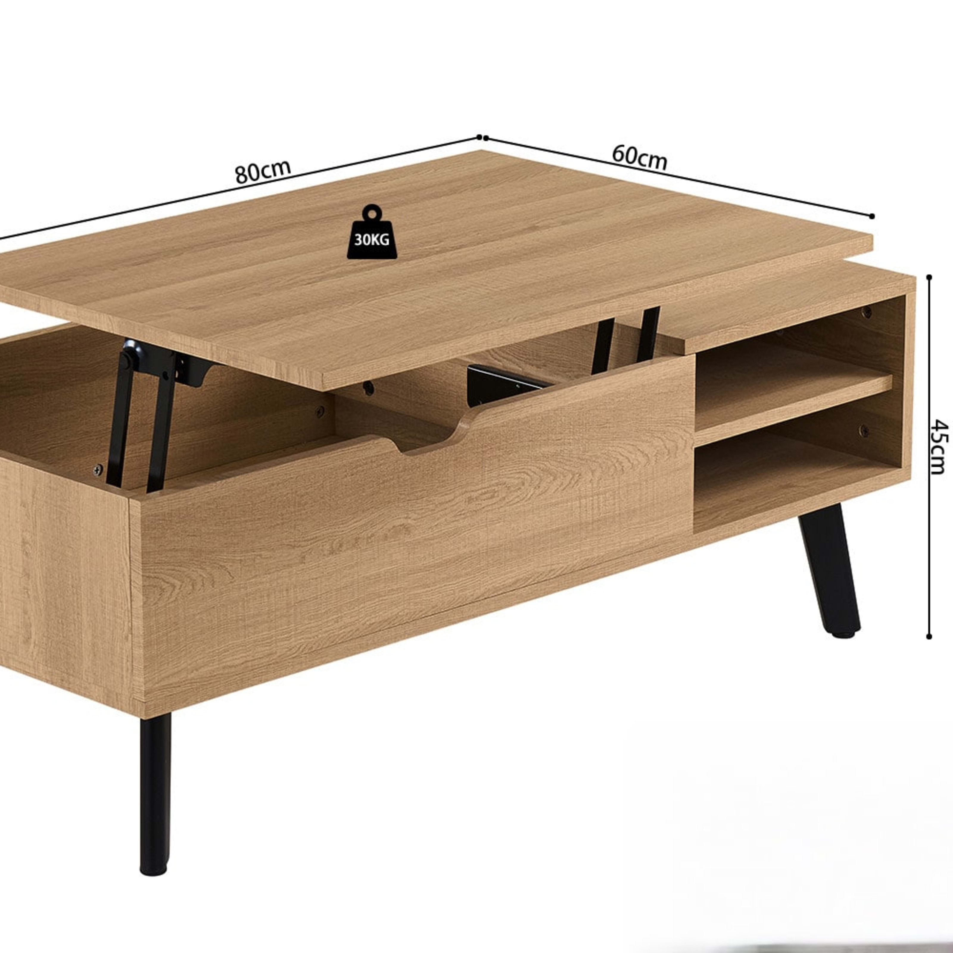 Salontafel 'Justine' Opklapbare top Decor Eik Naturel — 6