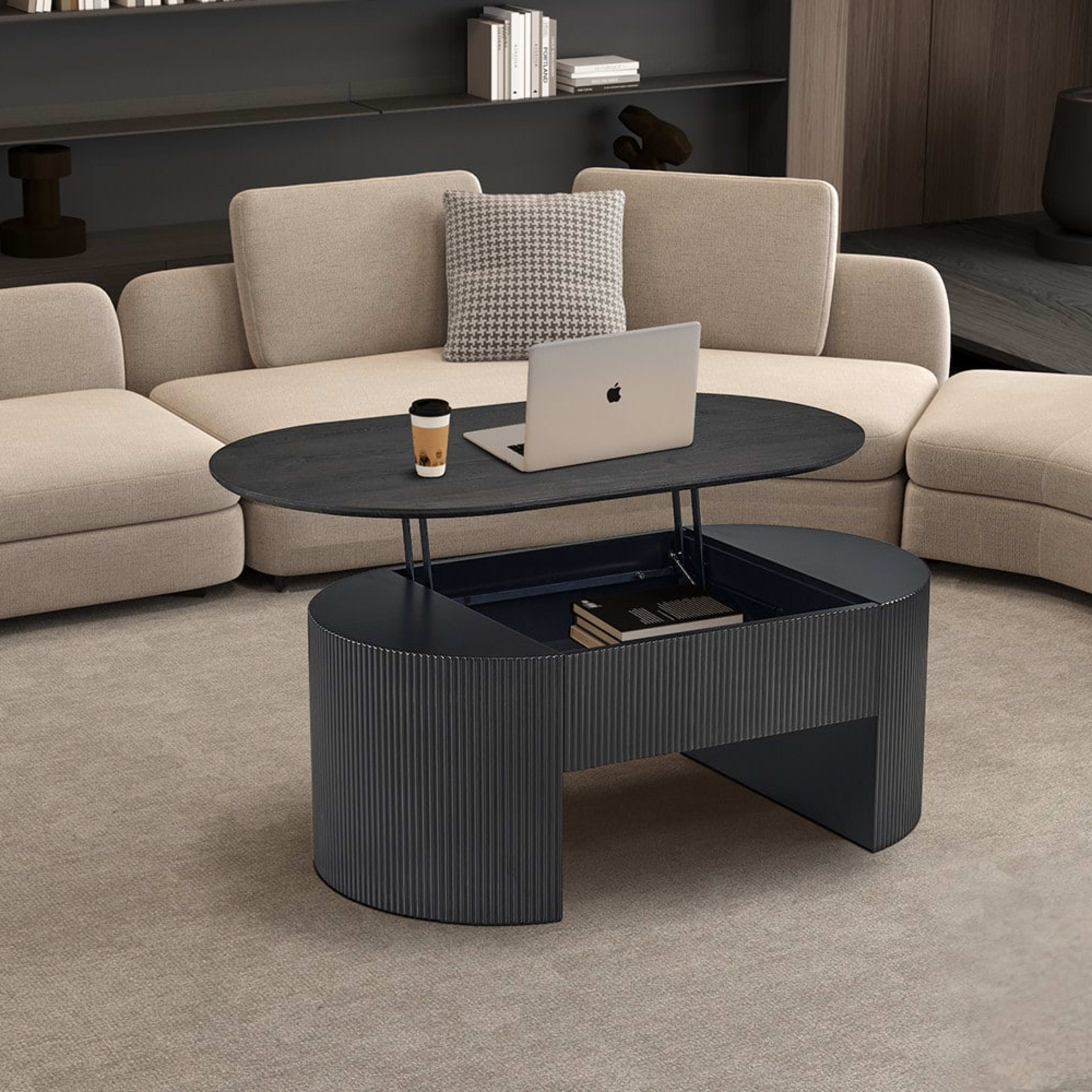 Salontafel 'Lagos' 120 cm Lift-top Decor Donkerbruin — 3