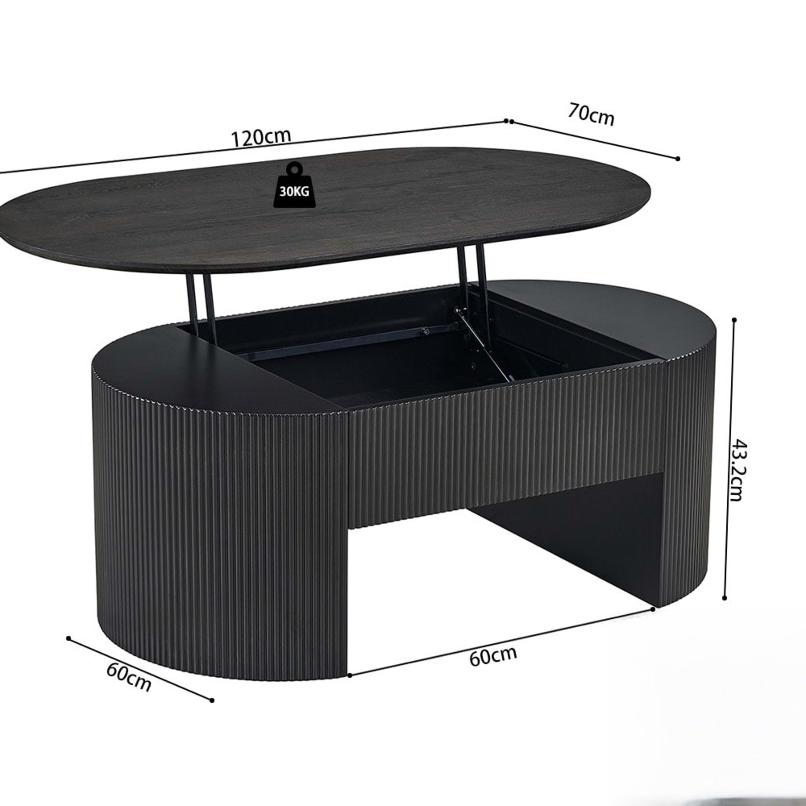 Salontafel 'Lagos' 120 cm Lift-top Decor Donkerbruin — 6
