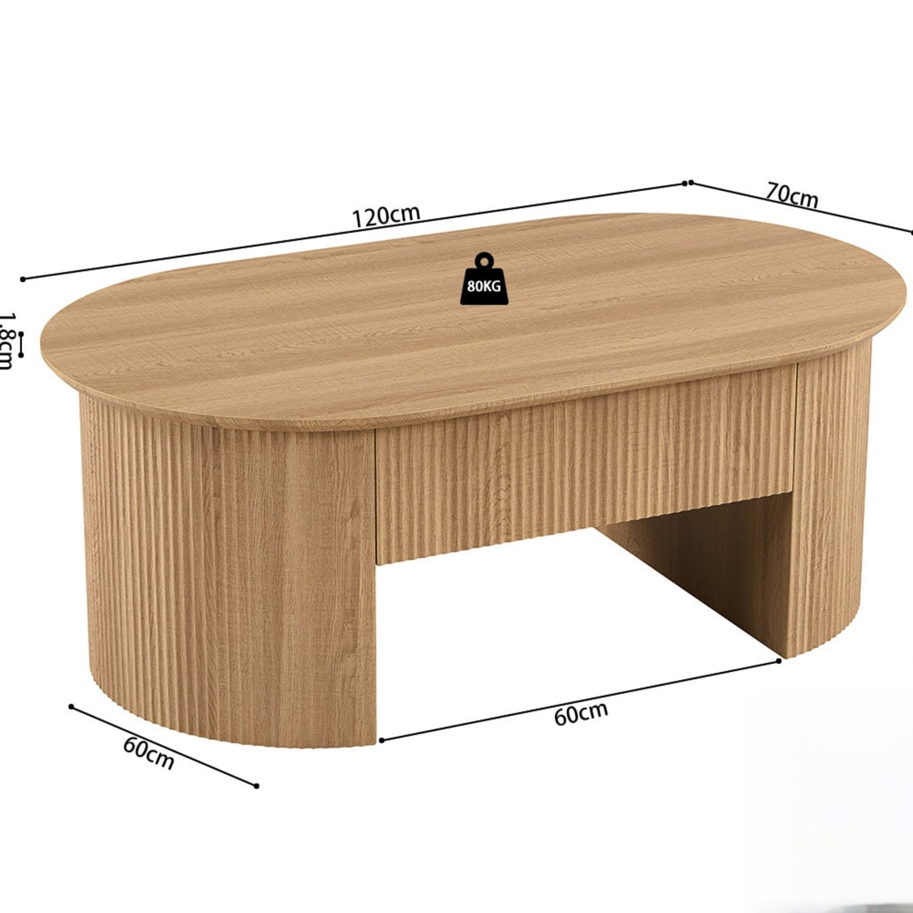 Salontafel 'Lagos' 120 cm Lift-top Decor Eik Naturel — 4