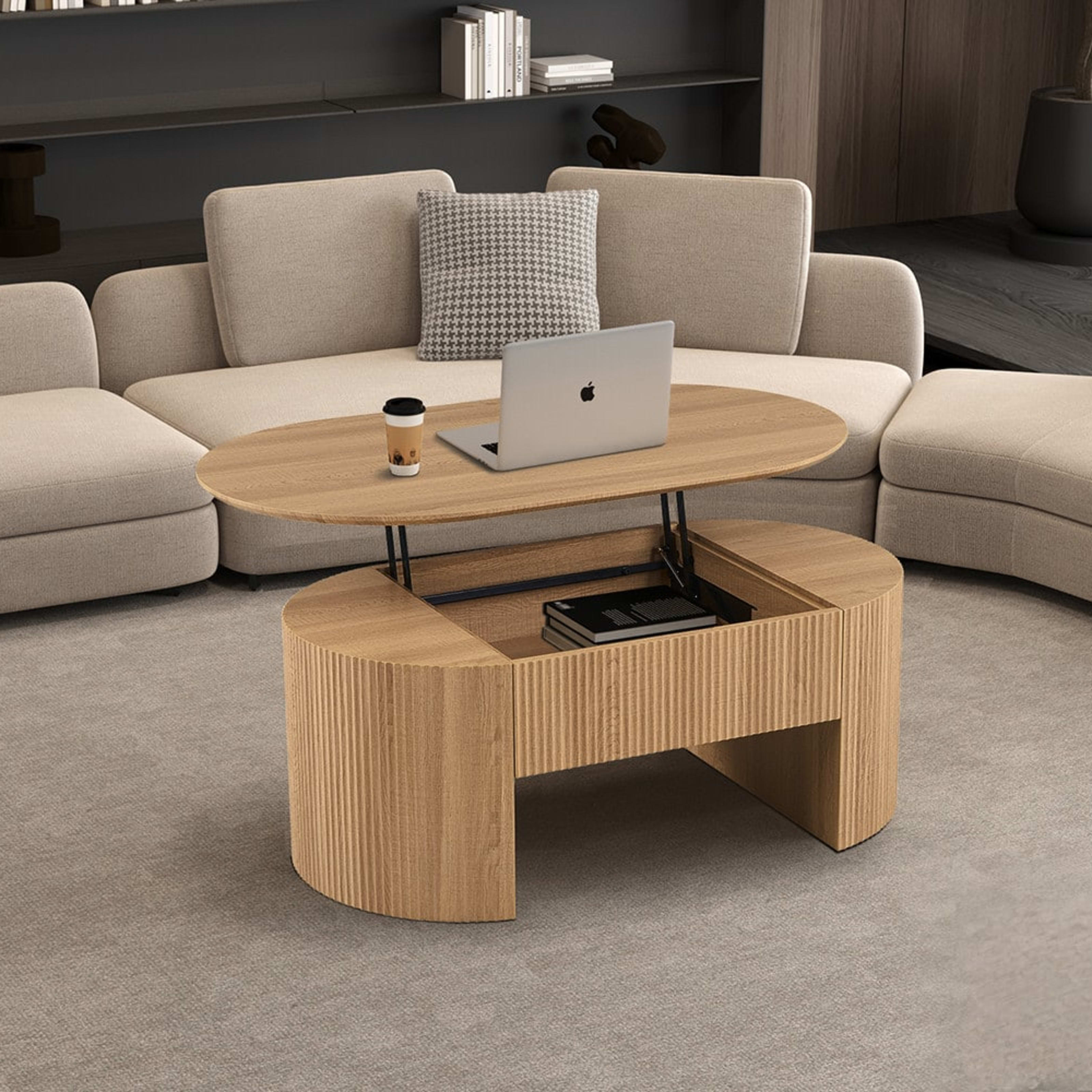 Salontafel 'Lagos' 120 cm Lift-top Decor Eik Naturel — 3