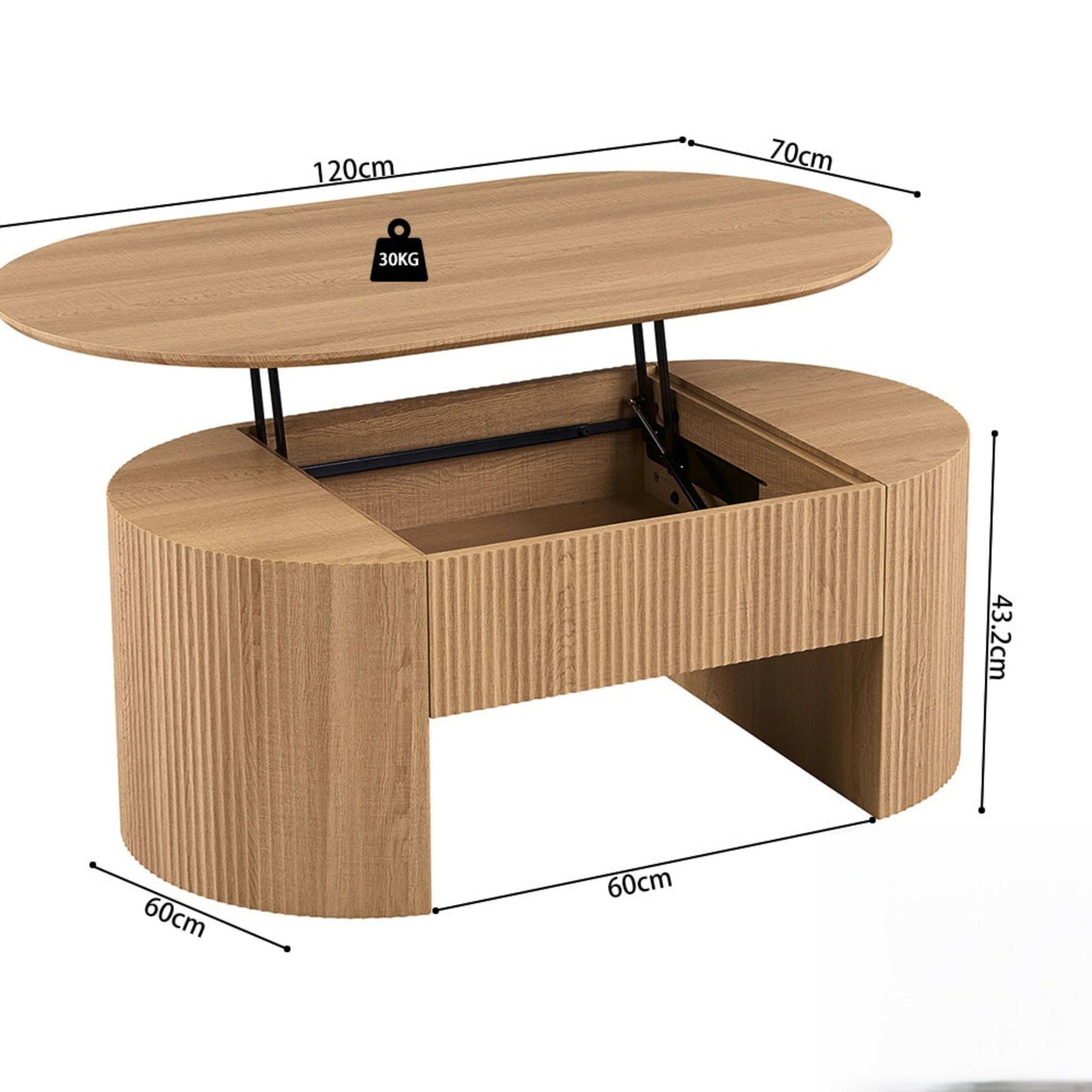 Salontafel 'Lagos' 120 cm Lift-top Decor Eik Naturel — 5