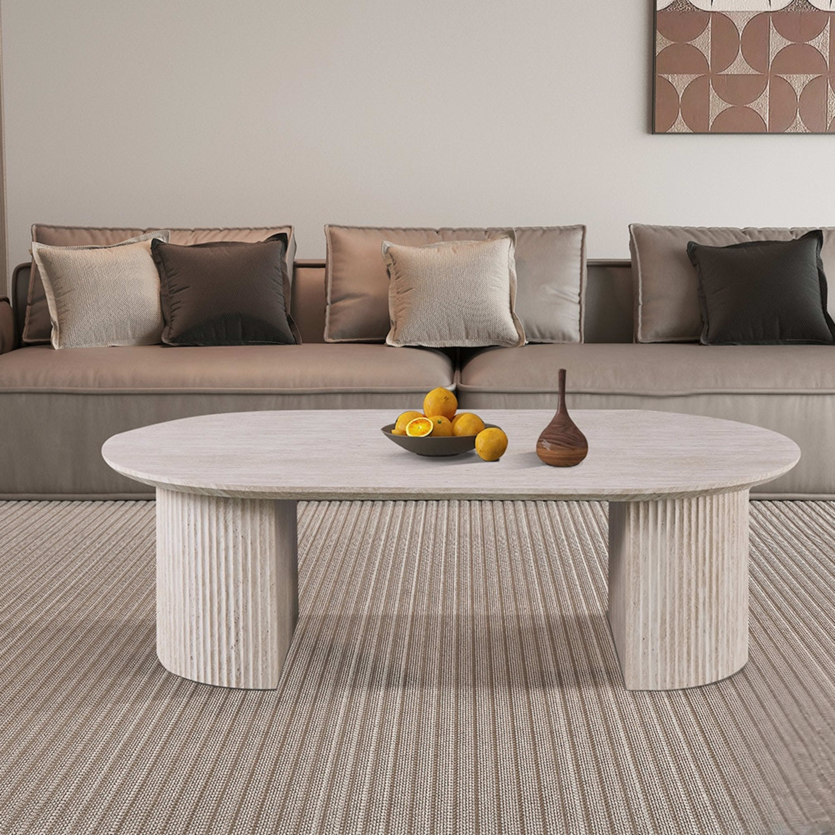 Salontafel 'Lagos' 120 cm Ovaal Decor Travertin Beige — 2