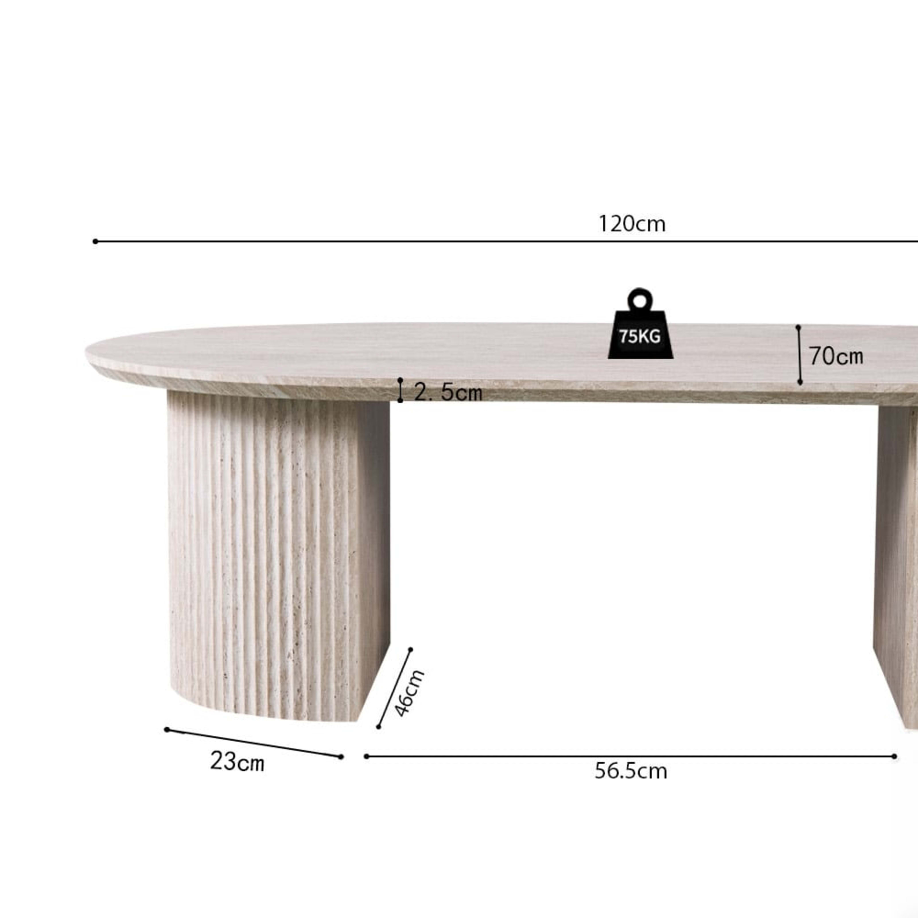 Salontafel 'Lagos' 120 cm Ovaal Decor Travertin Beige — 5