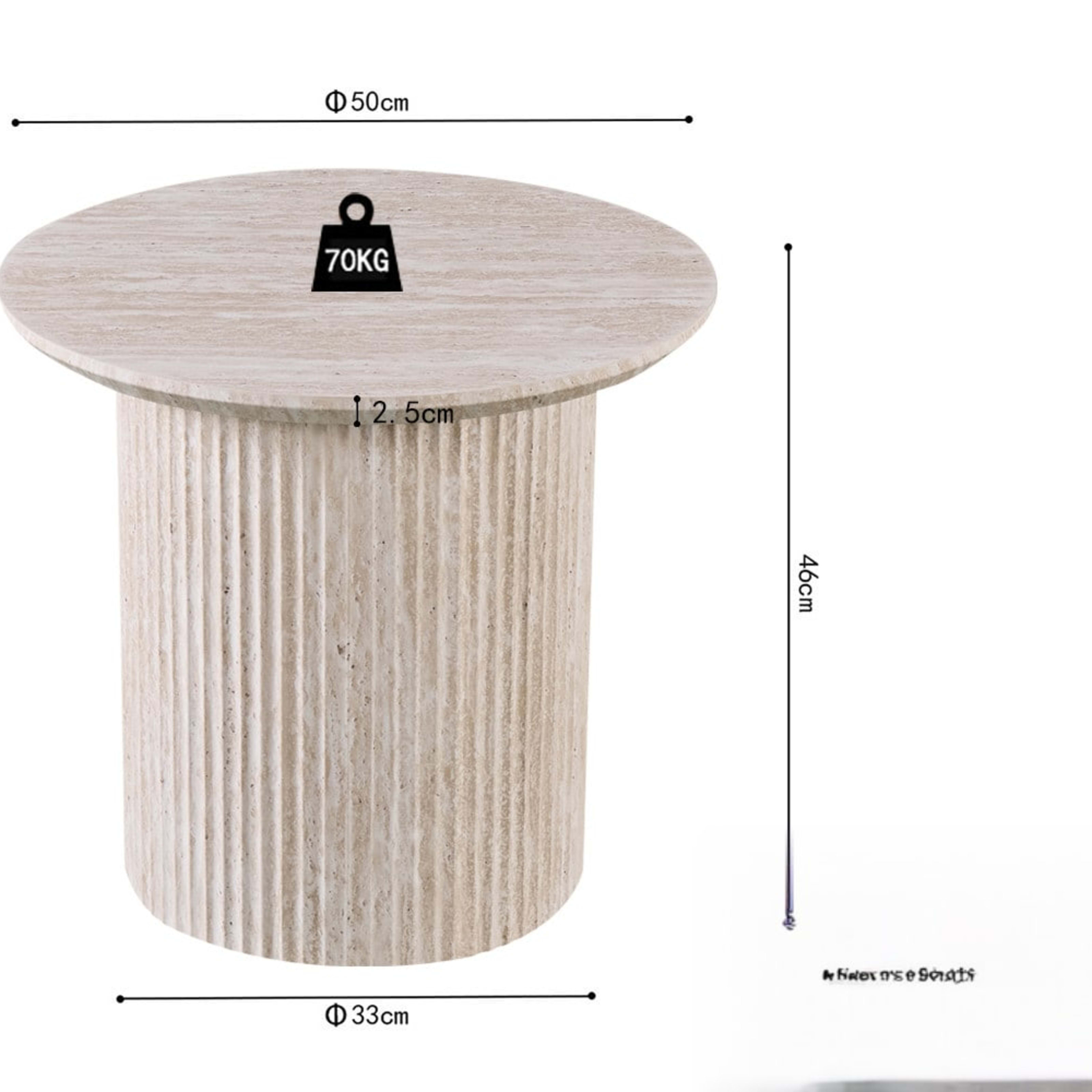 Salontafel 'Lagos' 50 cm Rond Decor Travertin Beige — 3