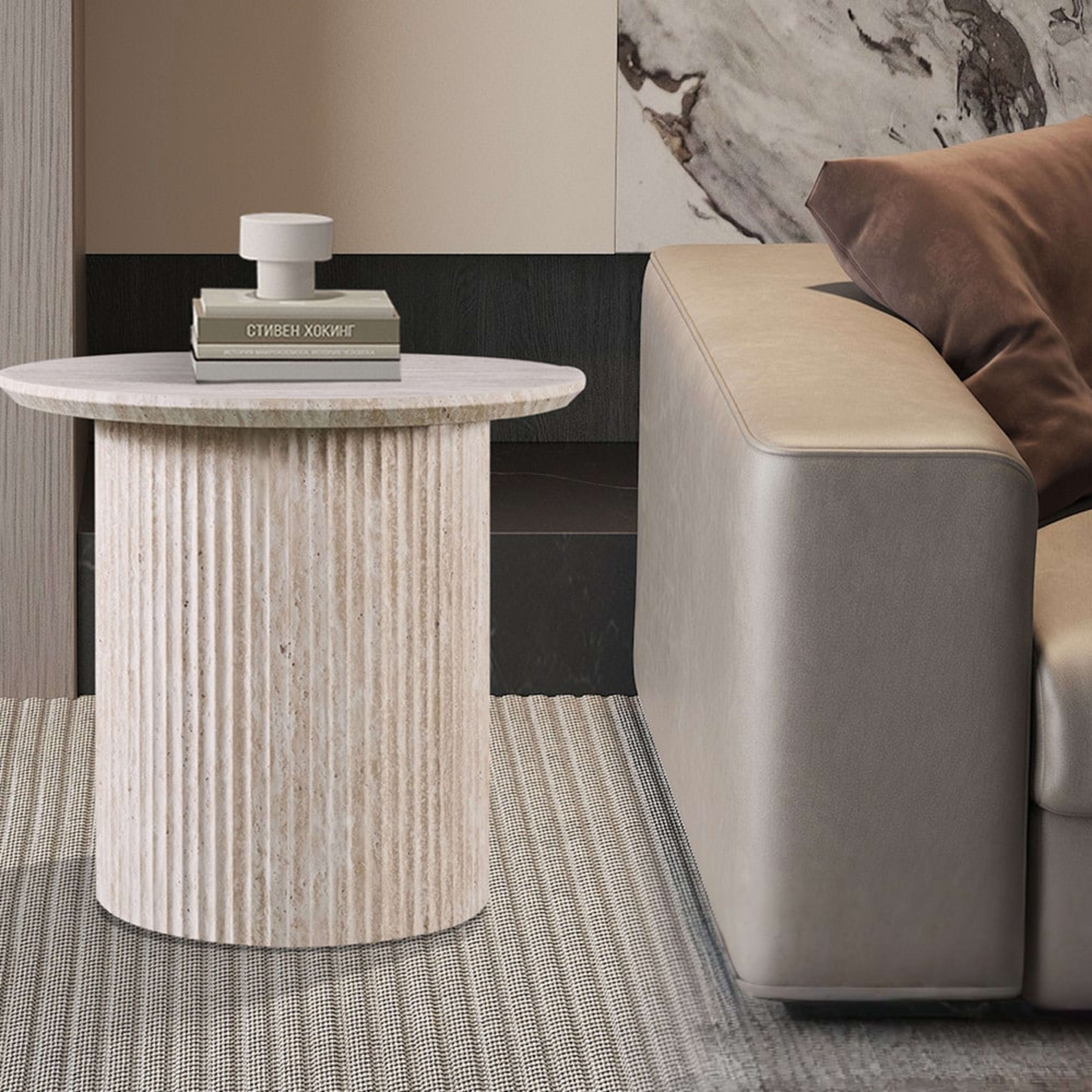 Salontafel 'Lagos' 50 cm Rond Decor Travertin Beige — 2