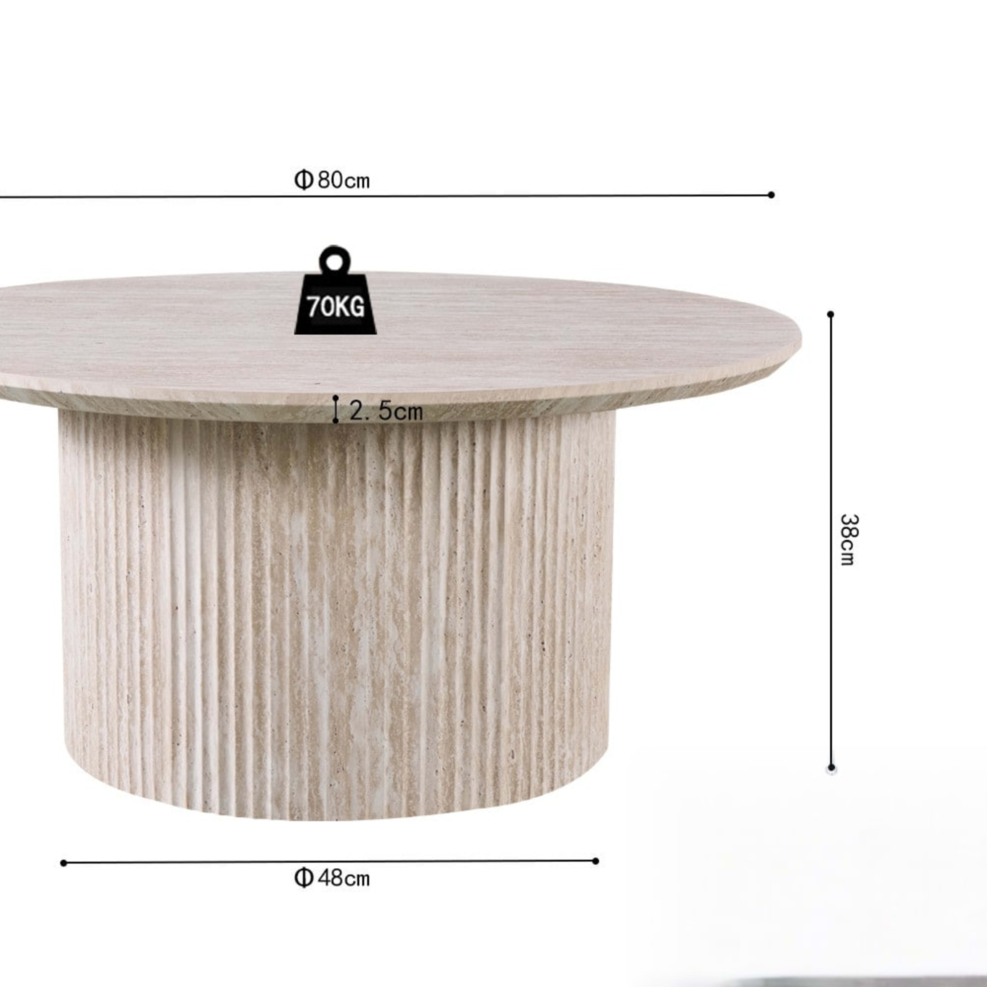 Salontafel 'Lagos' 80 cm Rond Decor Travertin Beige — 5