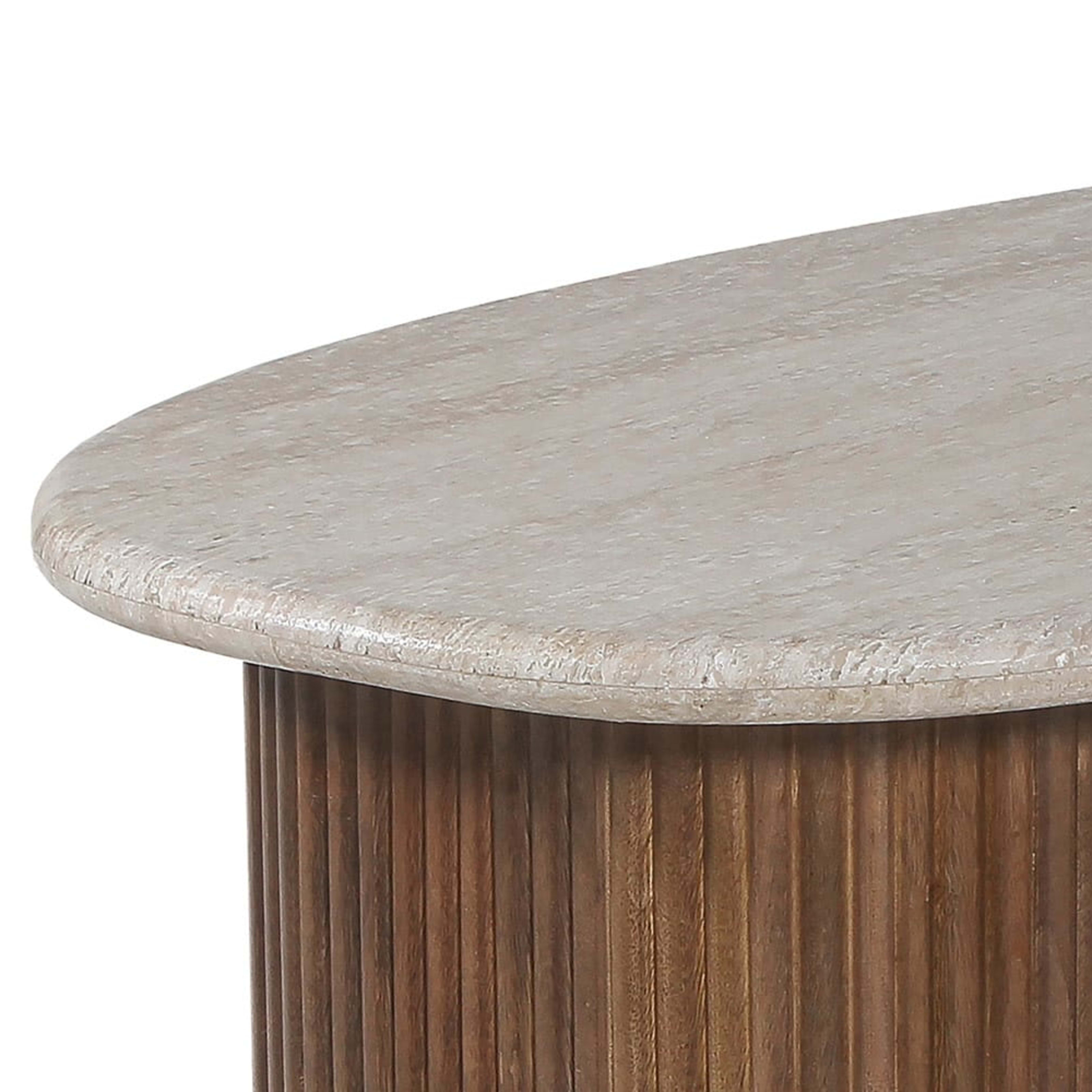 Salontafel 'Louis' 90 cm Mango hout met Travertin Beige — 3