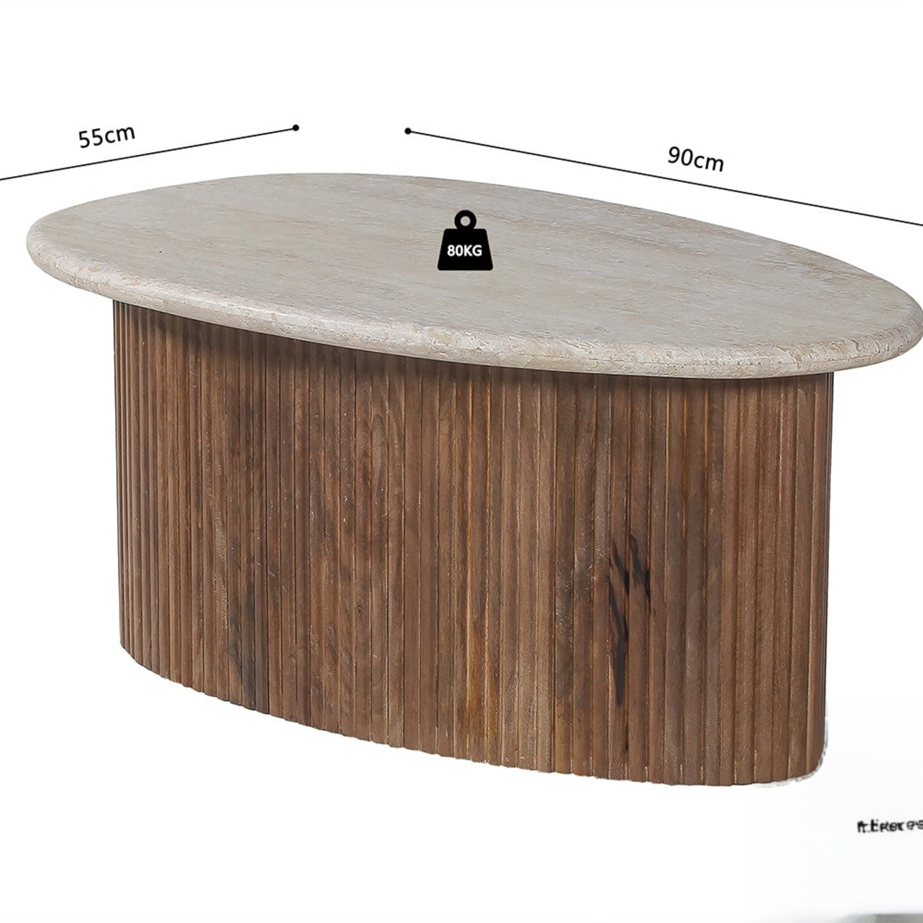 Salontafel 'Louis' 90 cm Mango hout met Travertin Beige — 5