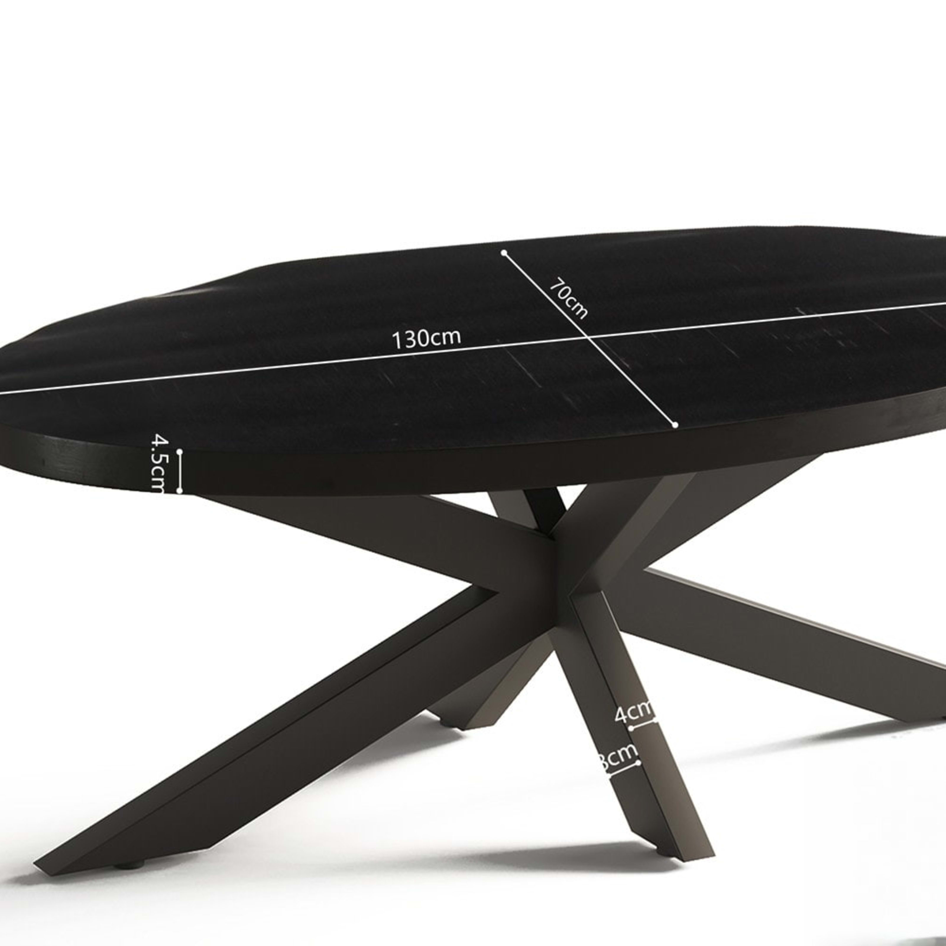 Salontafel 'Madeira' Ovaal Mango hout zwart — 3