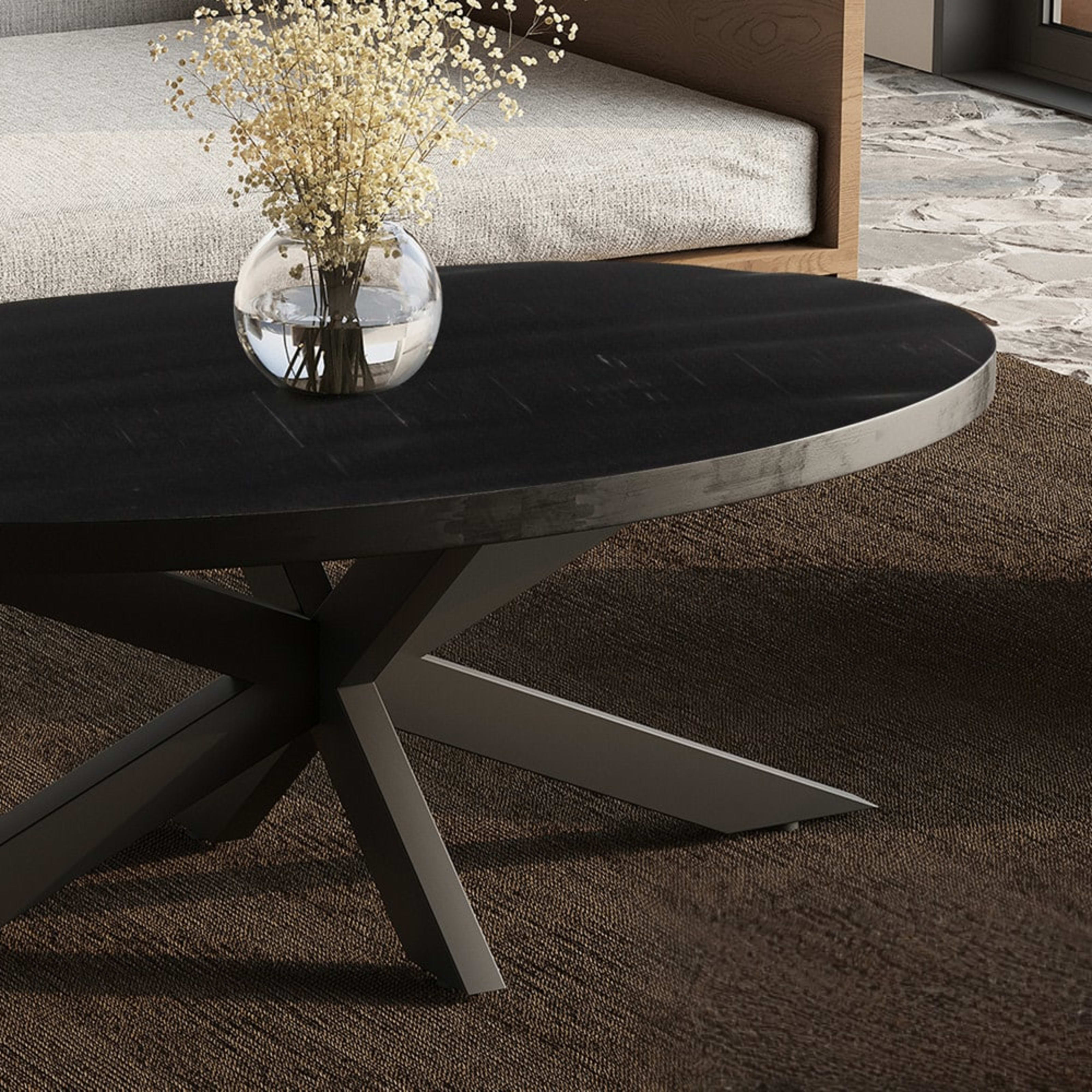 Salontafel 'Madeira' Ovaal Mango hout zwart — 2