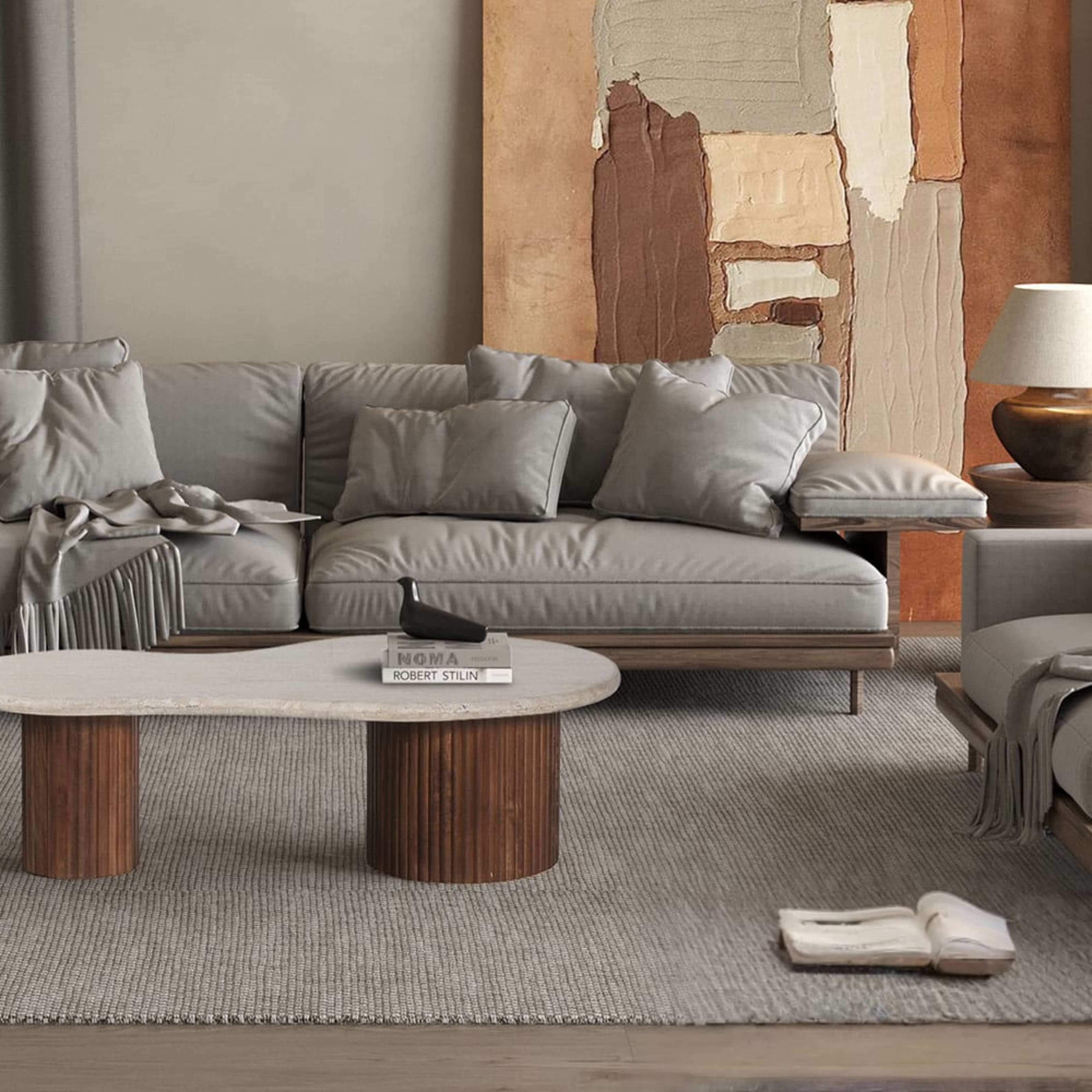 Salontafel 'Marlon' 120 cm Mango hout met Travertin Beige — 3