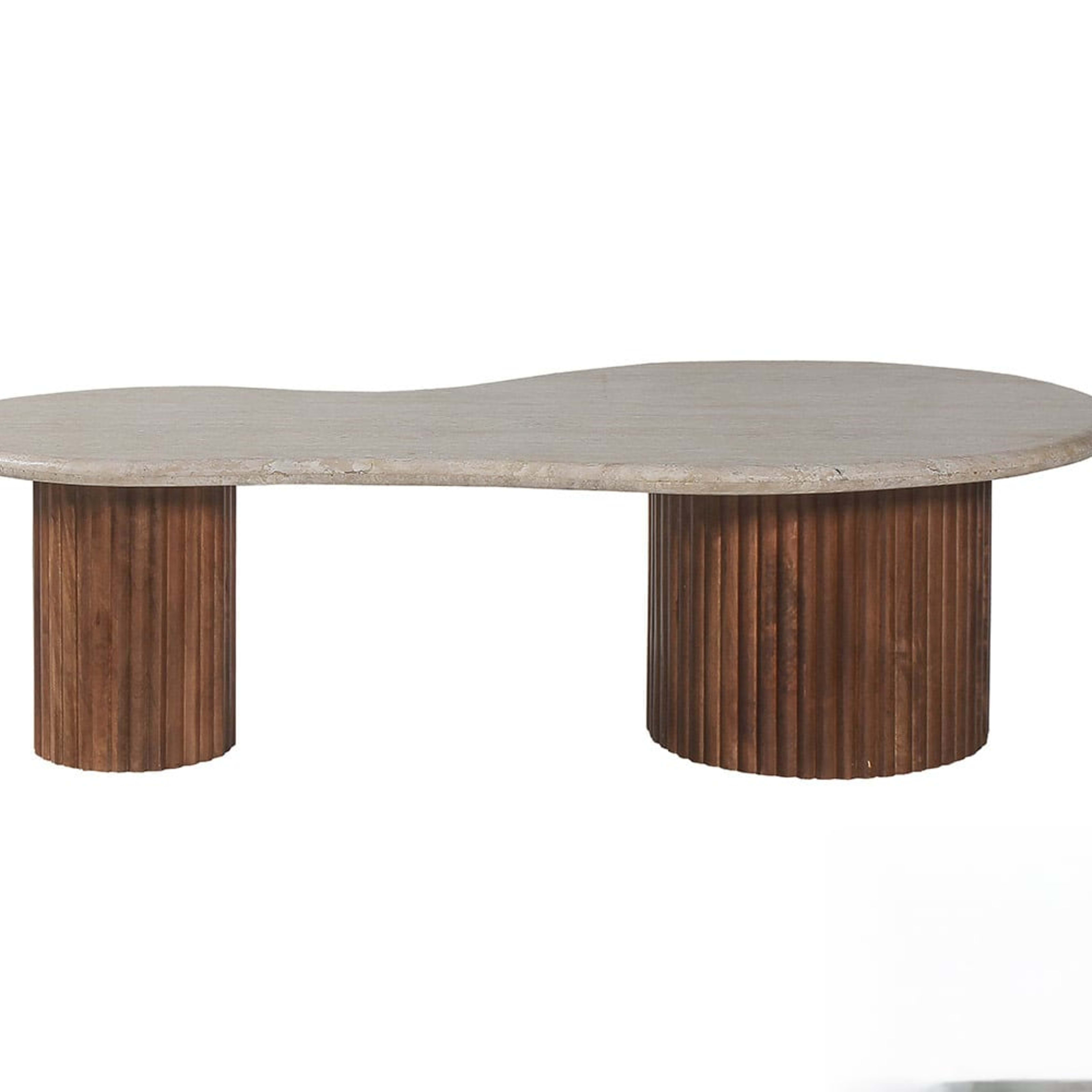 Salontafel 'Marlon' 120 cm Mango hout met Travertin Beige — 1