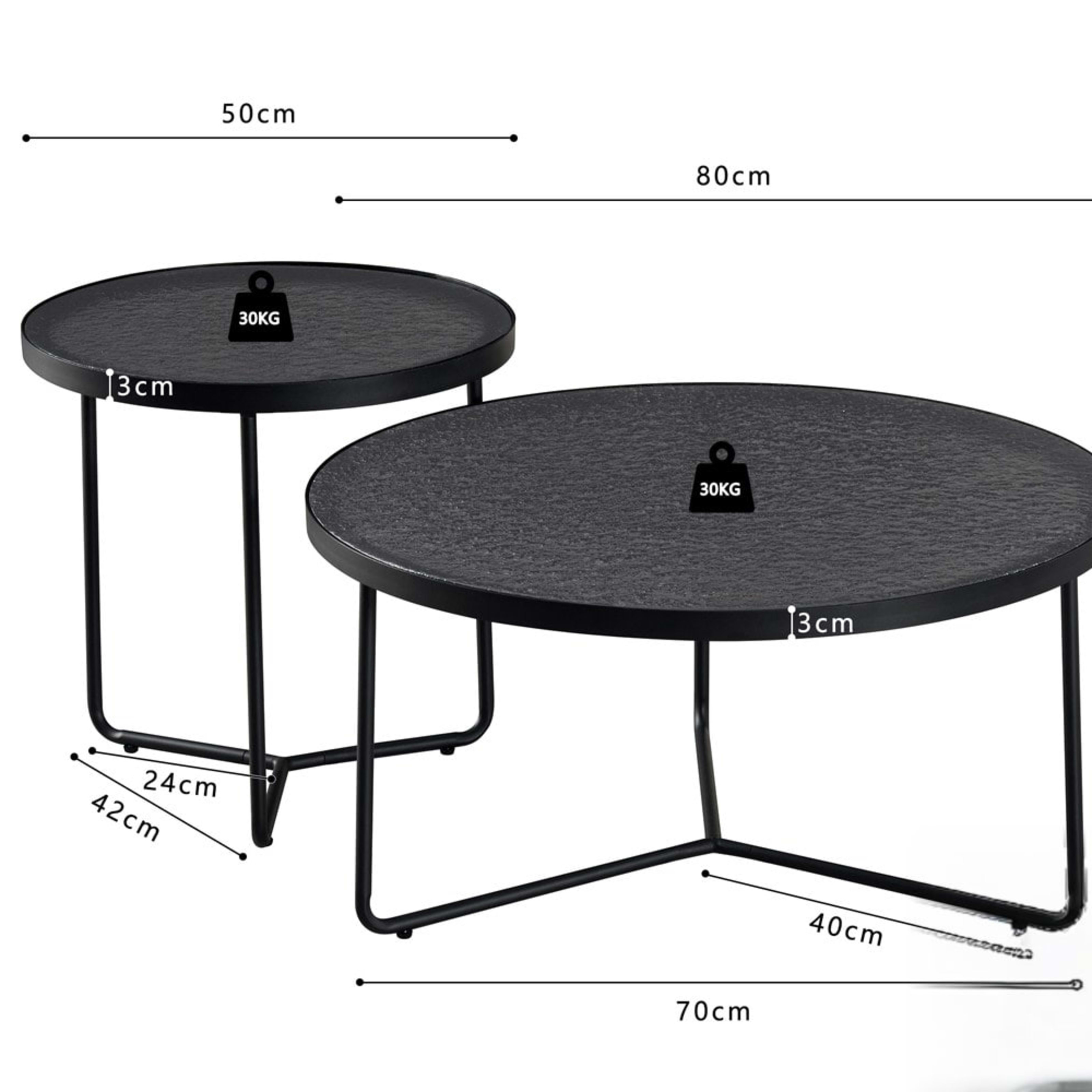 Salontafel 'Melia' Rond Grijs Glas — 5