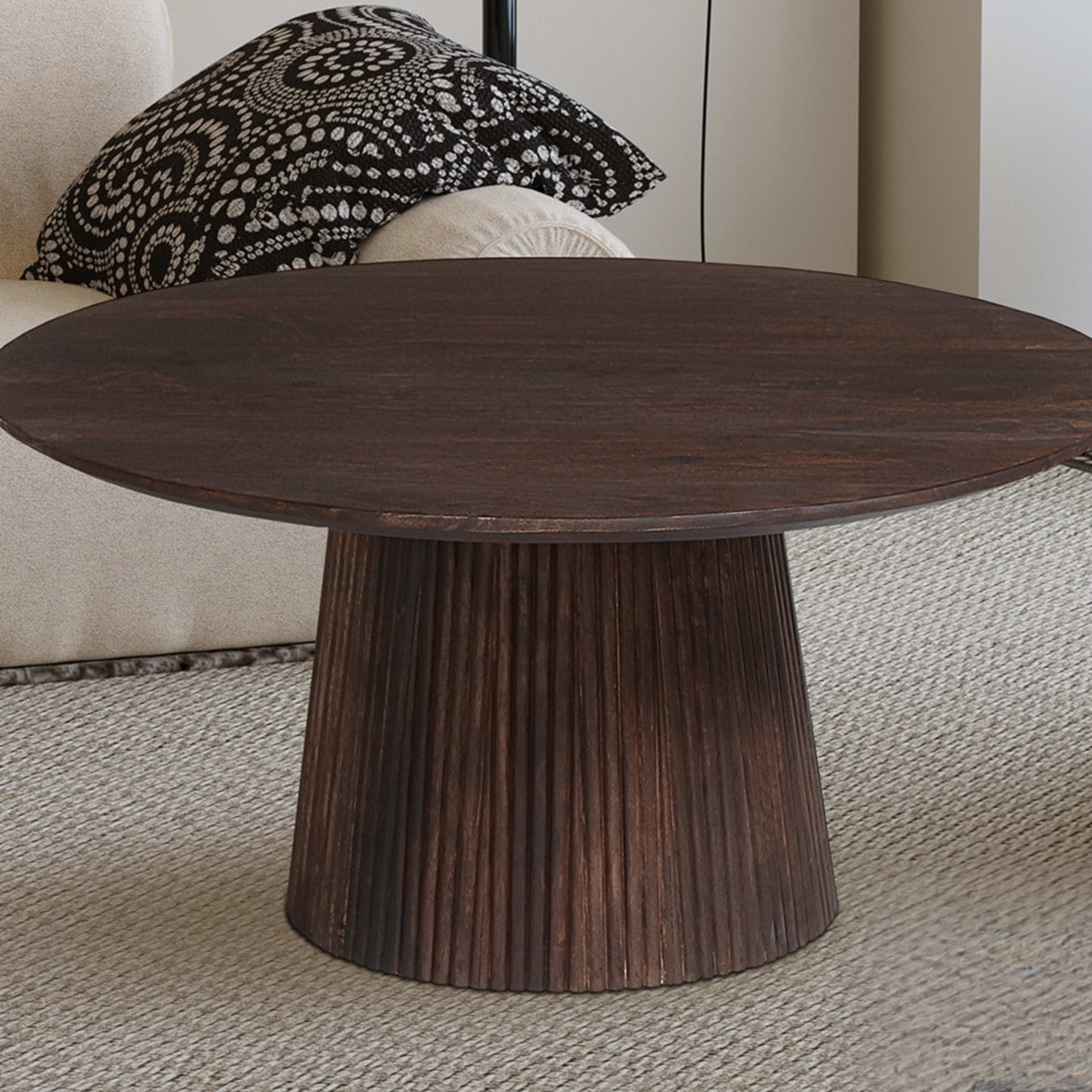 Salontafel 'Miguel' 80 cm Rond Mango hout Donkerbruin — 2