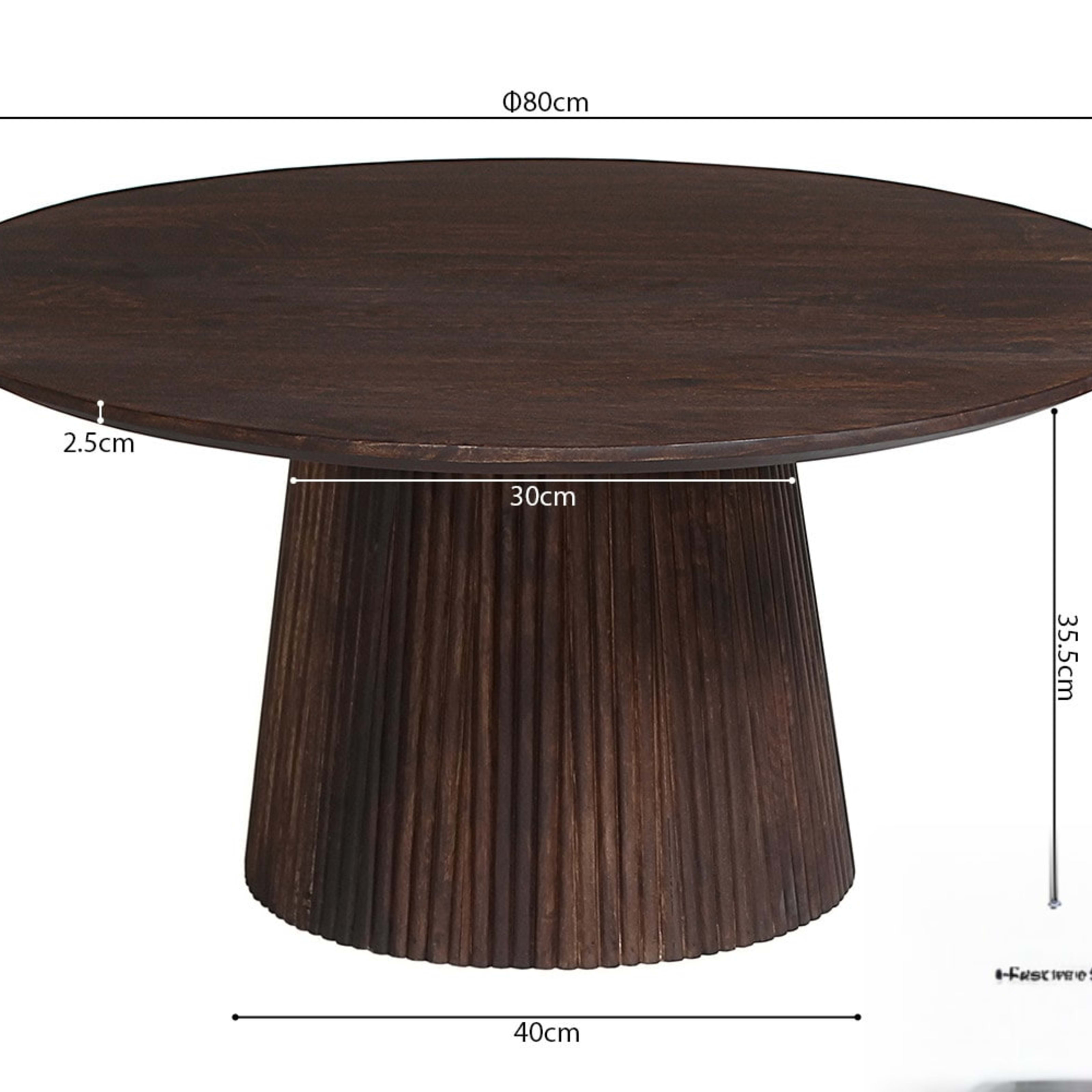 Salontafel 'Miguel' 80 cm Rond Mango hout Donkerbruin — 5