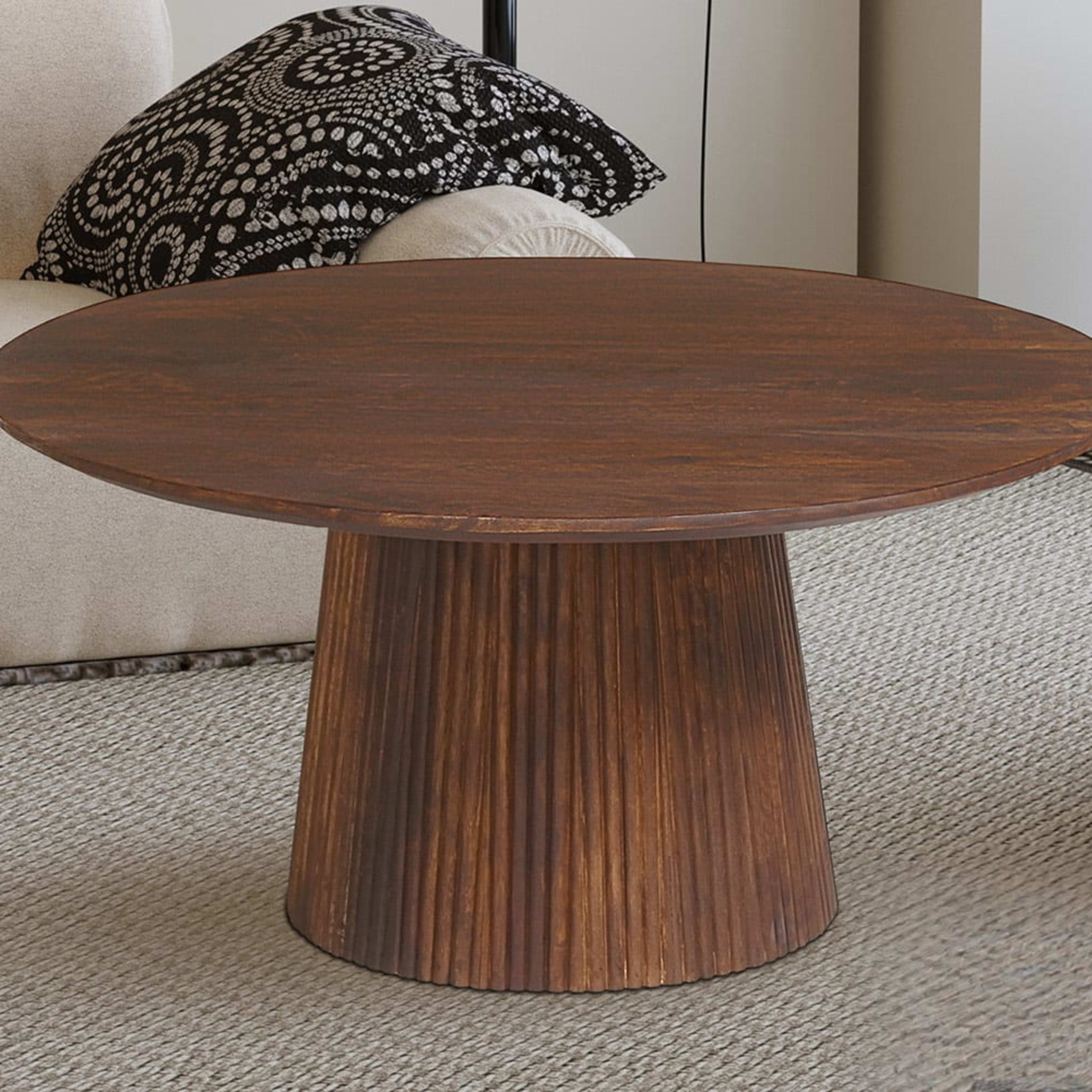 Salontafel 'Miguel' 80 cm Rond Mango hout Lichtbruin — 2
