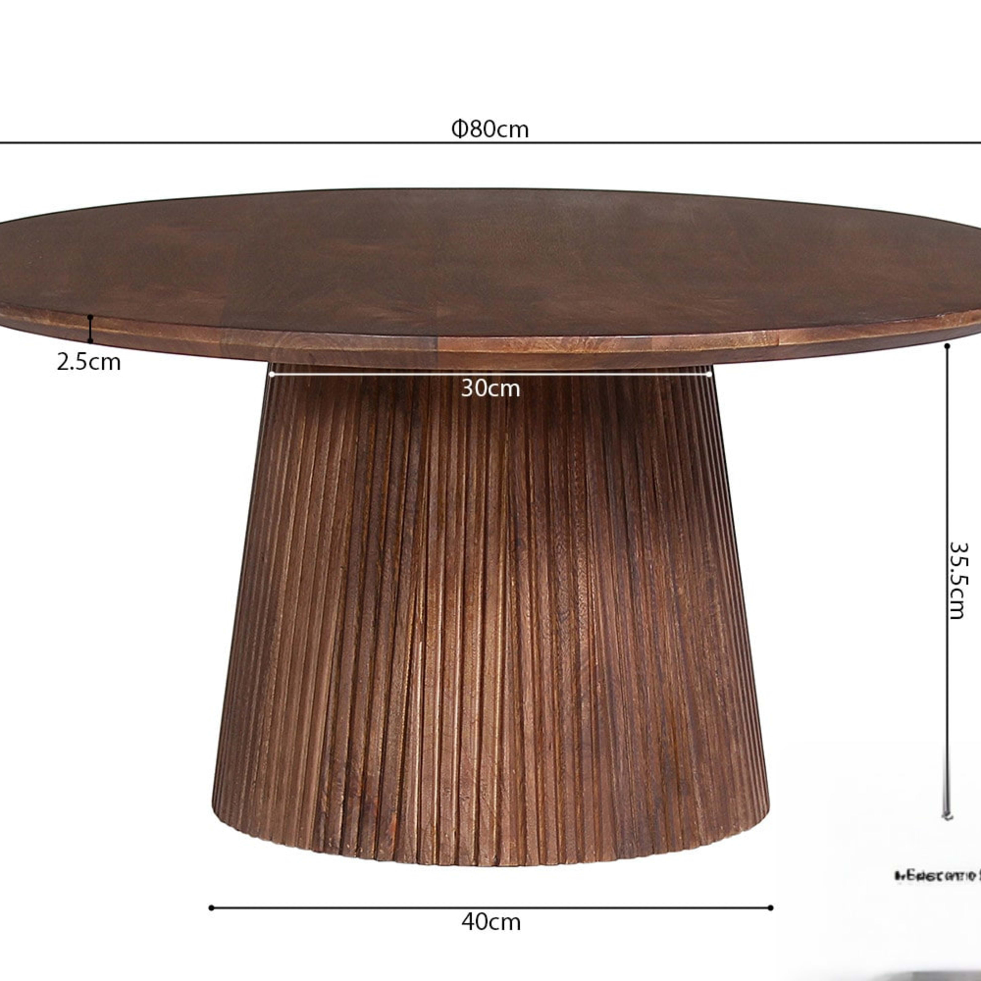 Salontafel 'Miguel' 80 cm Rond Mango hout Lichtbruin — 5