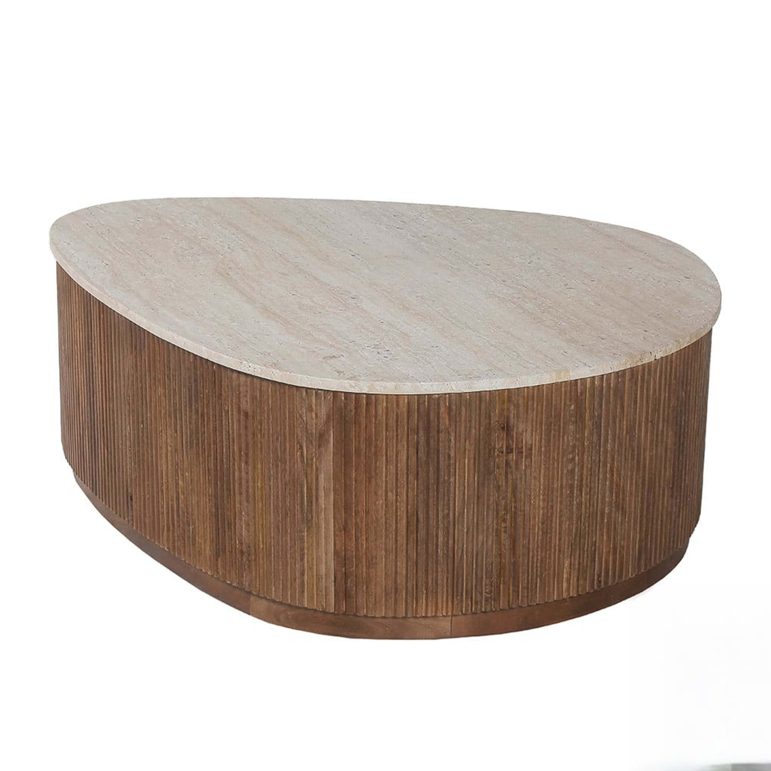 Salontafel 'Nolan' 100 cm Mango hout met Travertin Beige — 3