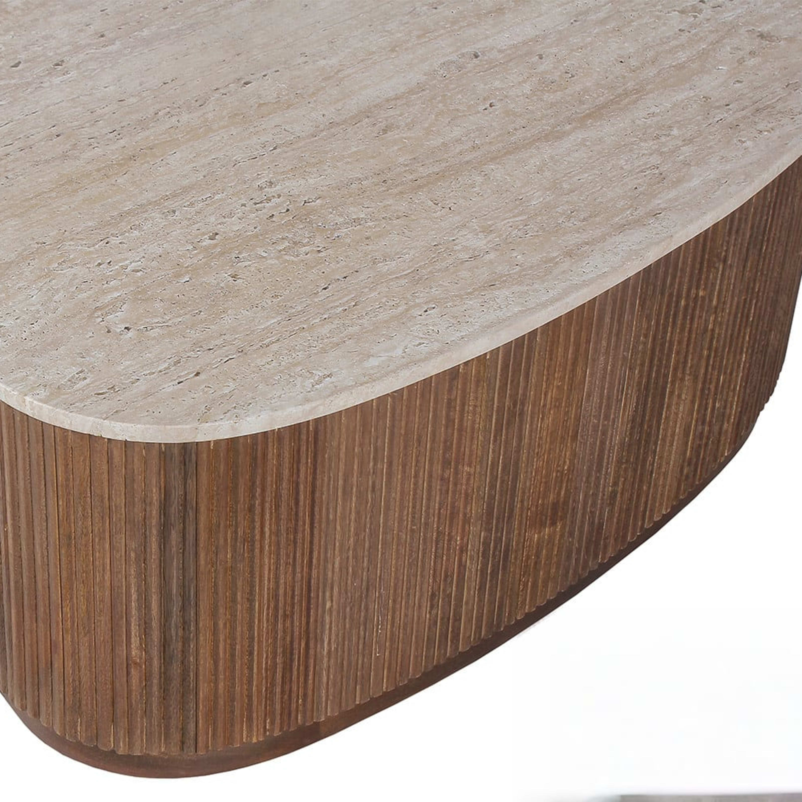 Salontafel 'Nolan' 100 cm Mango hout met Travertin Beige — 4