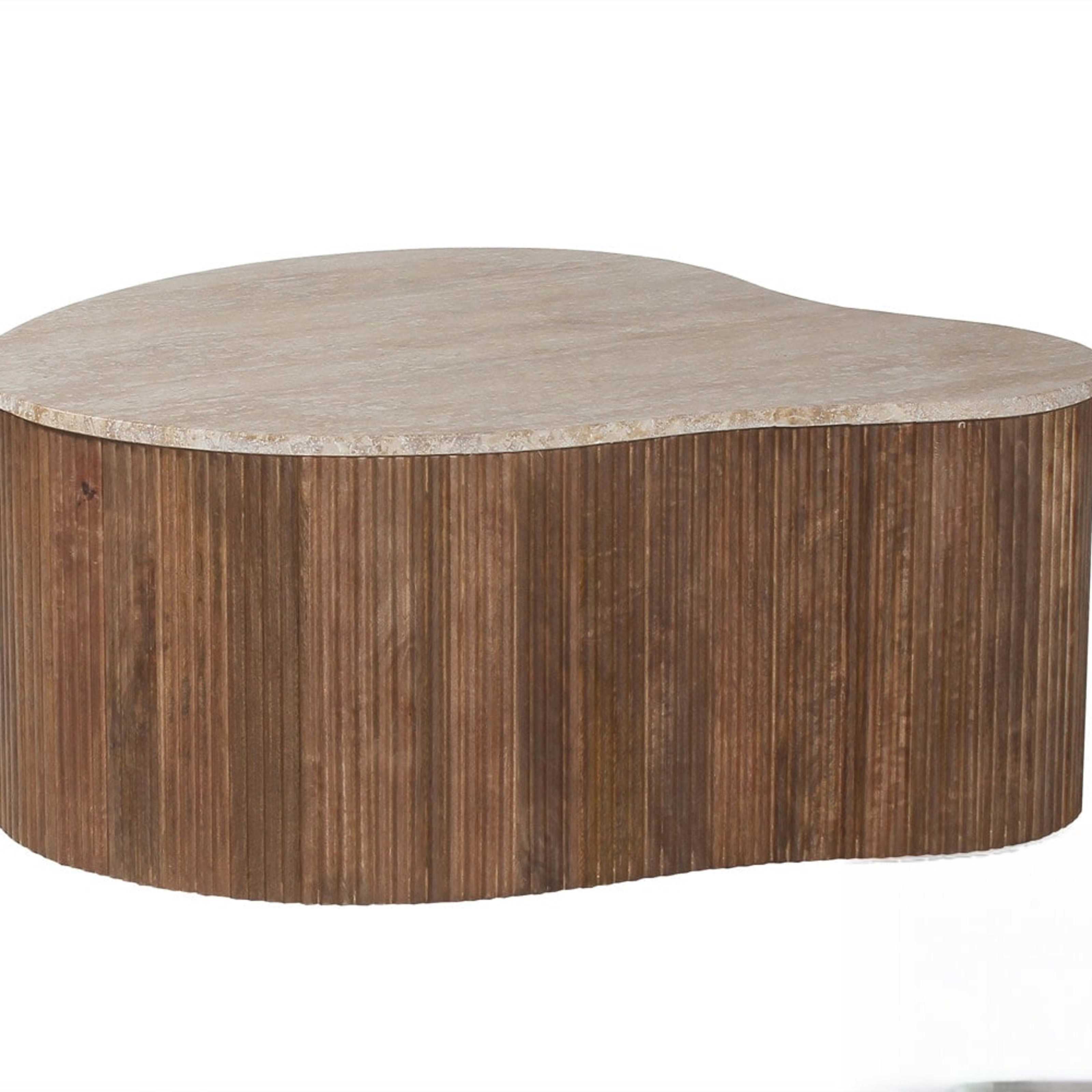 Salontafel 'Paul' 83 cm Mango hout met Travertin Beige — 1
