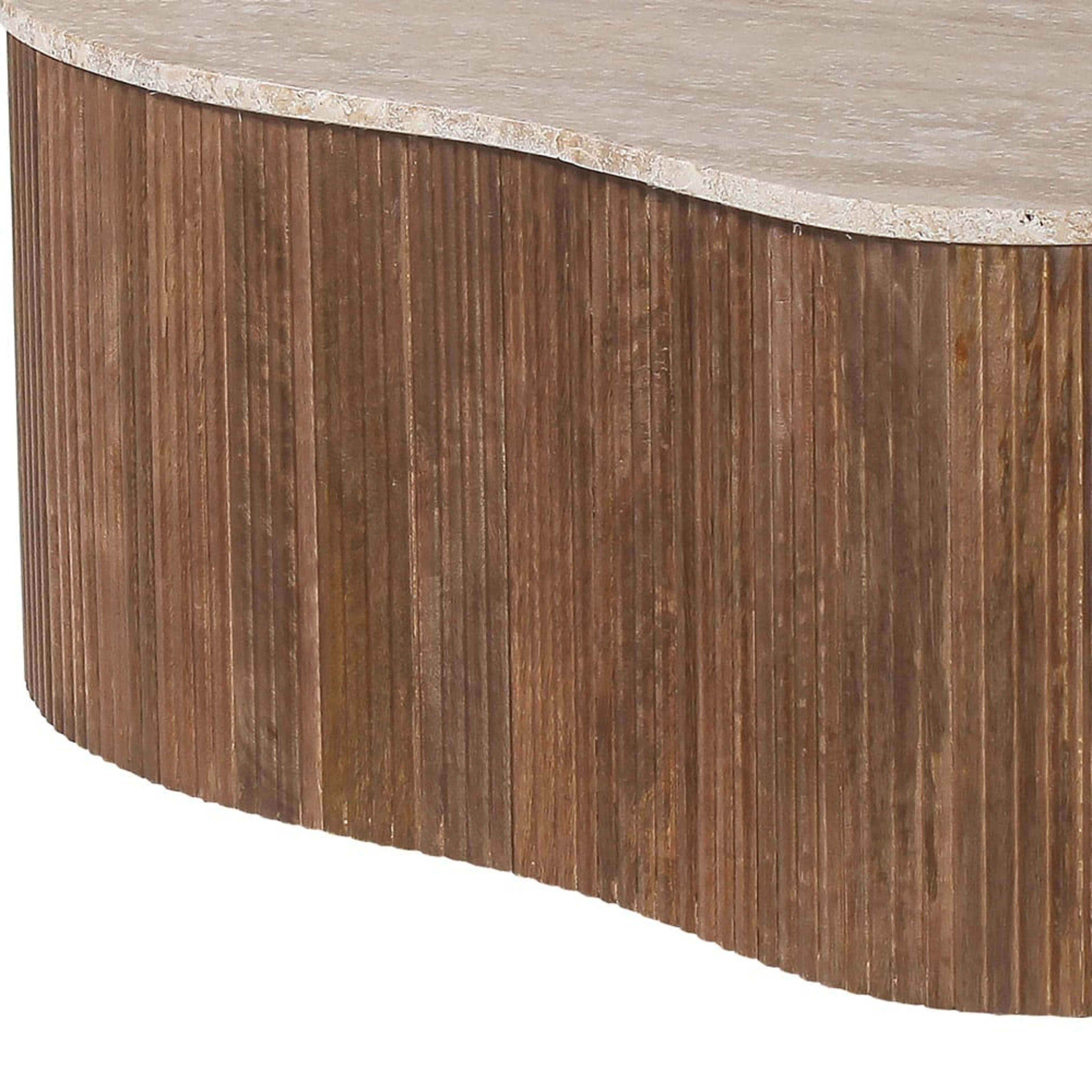 Salontafel 'Paul' 83 cm Mango hout met Travertin Beige — 4