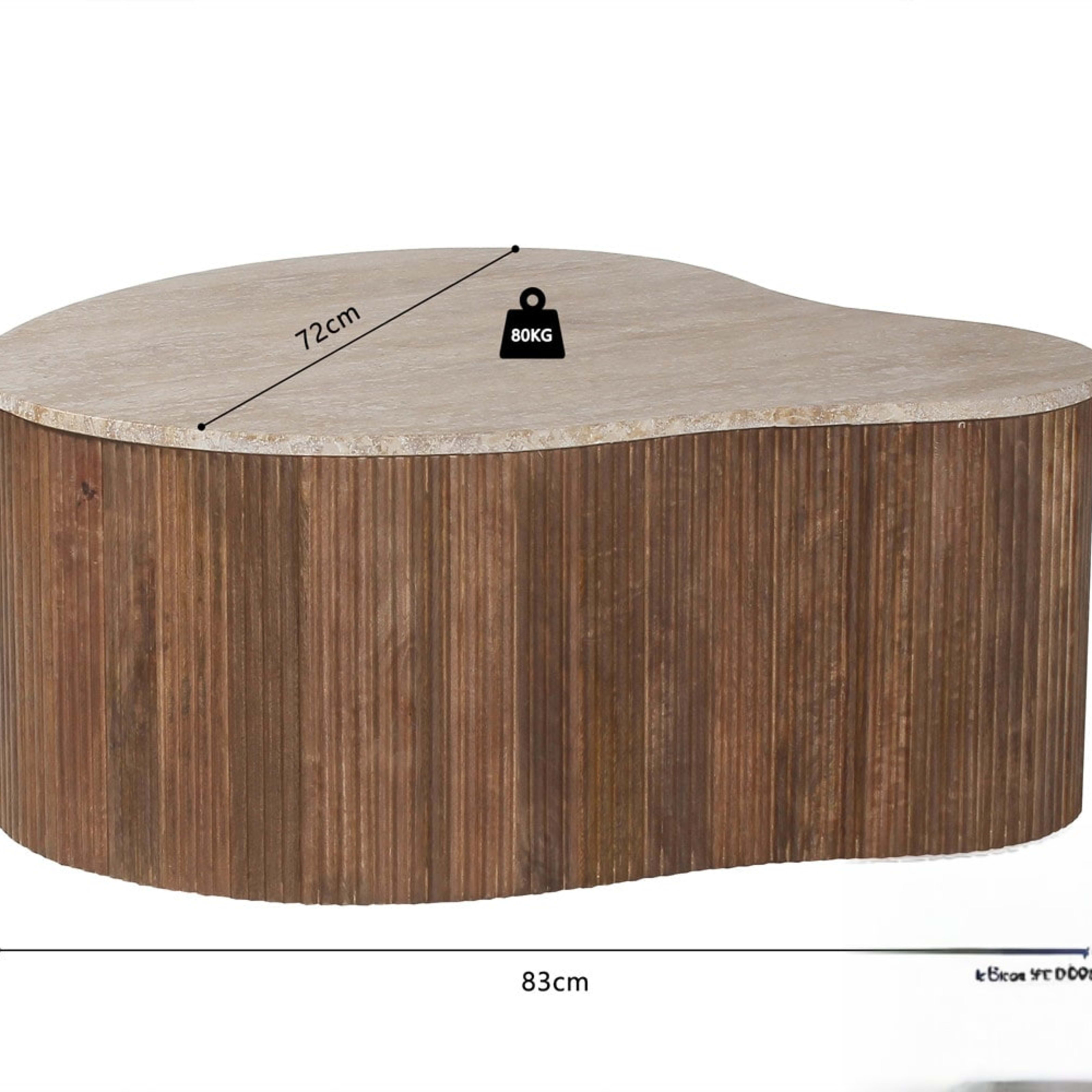 Salontafel 'Paul' 83 cm Mango hout met Travertin Beige — 5