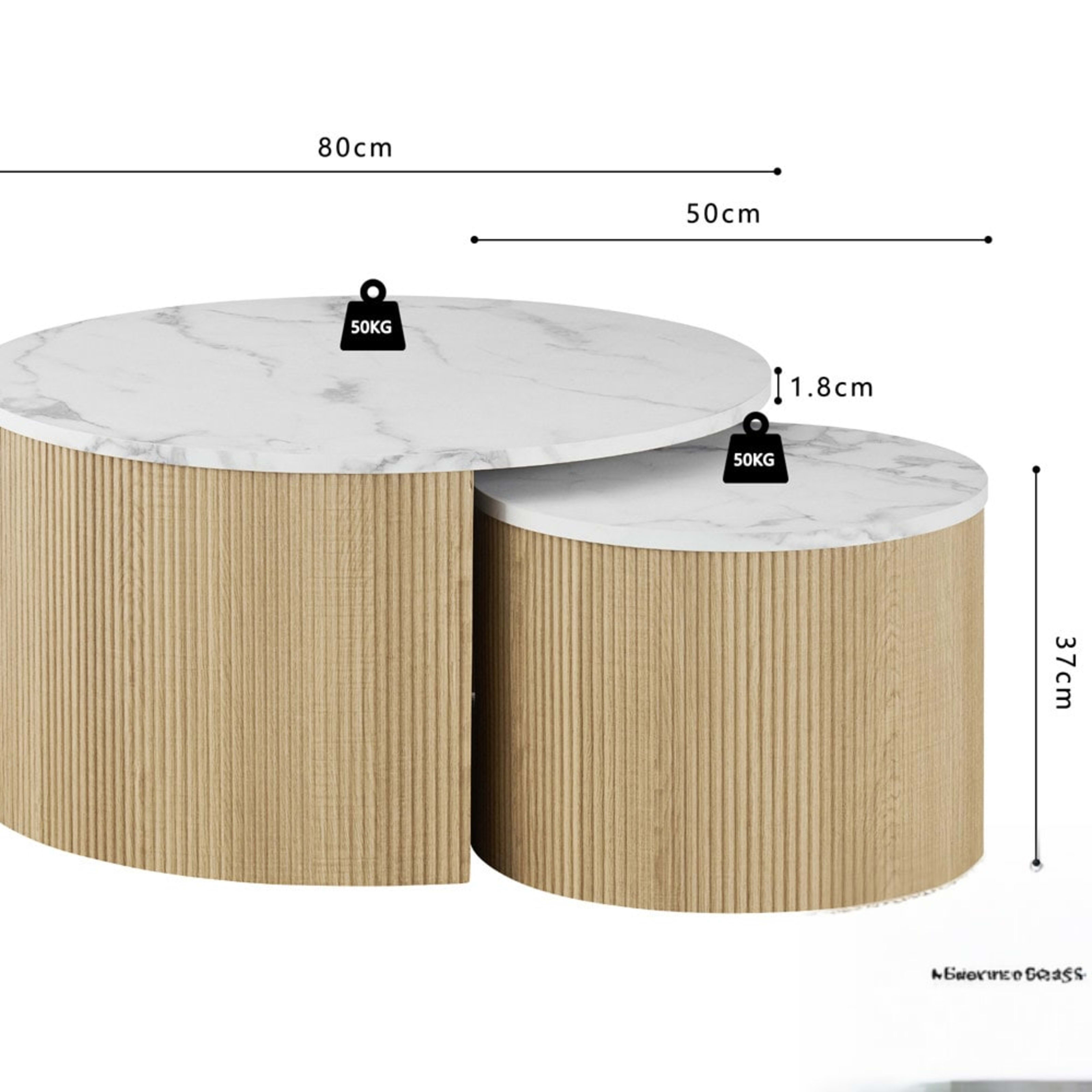Salontafel 'Rowan' Rond Decor Marmer Beige — 4