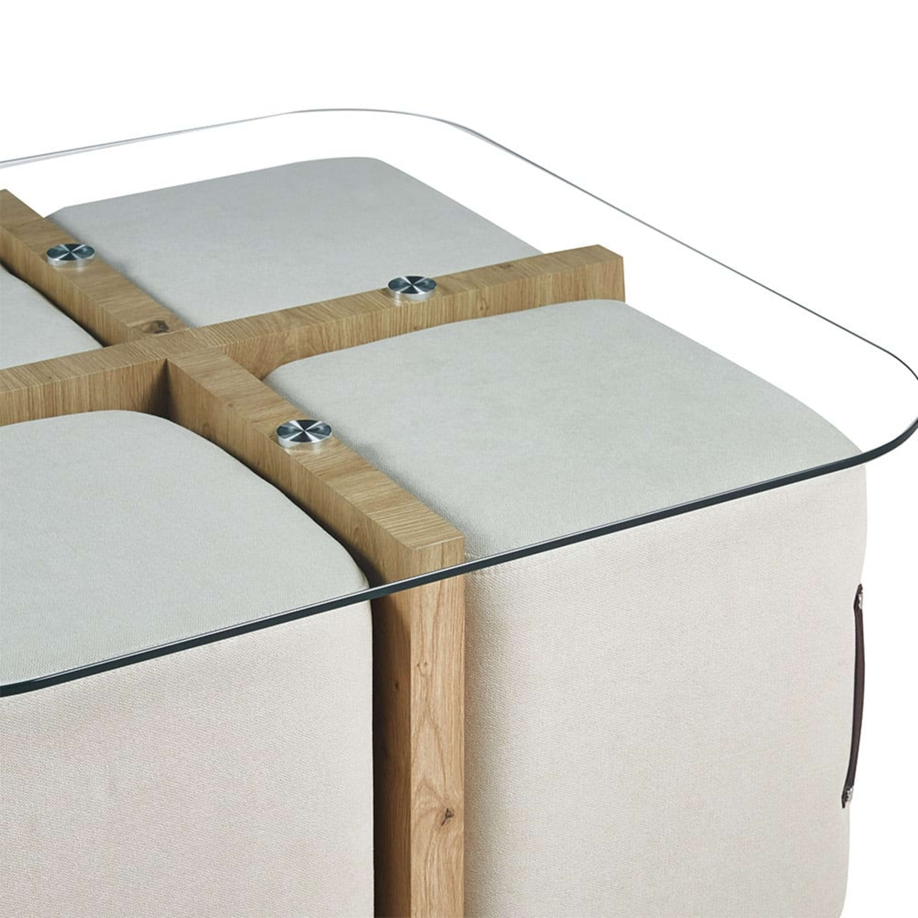 Salontafel 'Shana' met 4 poefs stof Decor Oude eik — 4