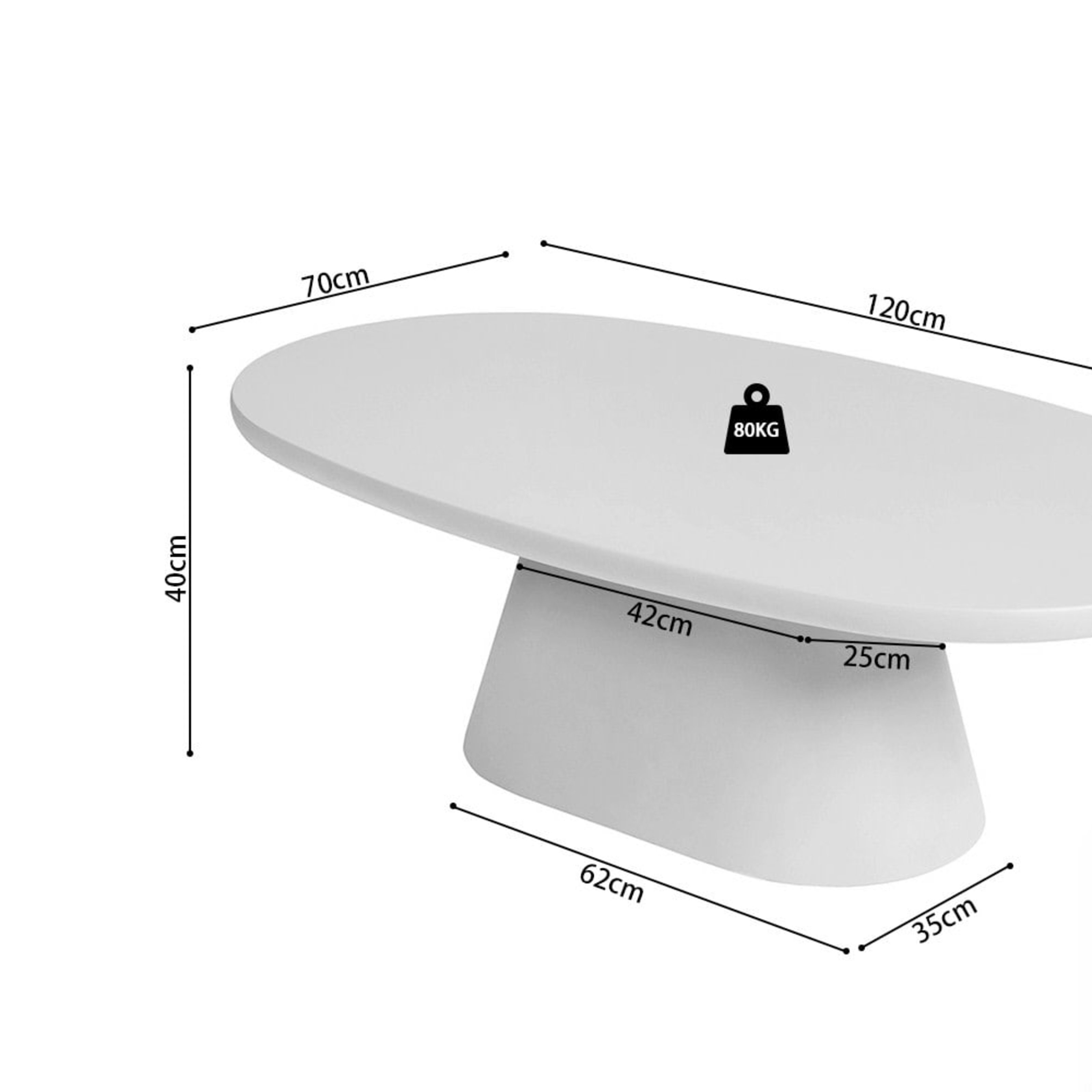 Salontafel 'Tavira' 120 cm Ovaal Cement Ecru — 6
