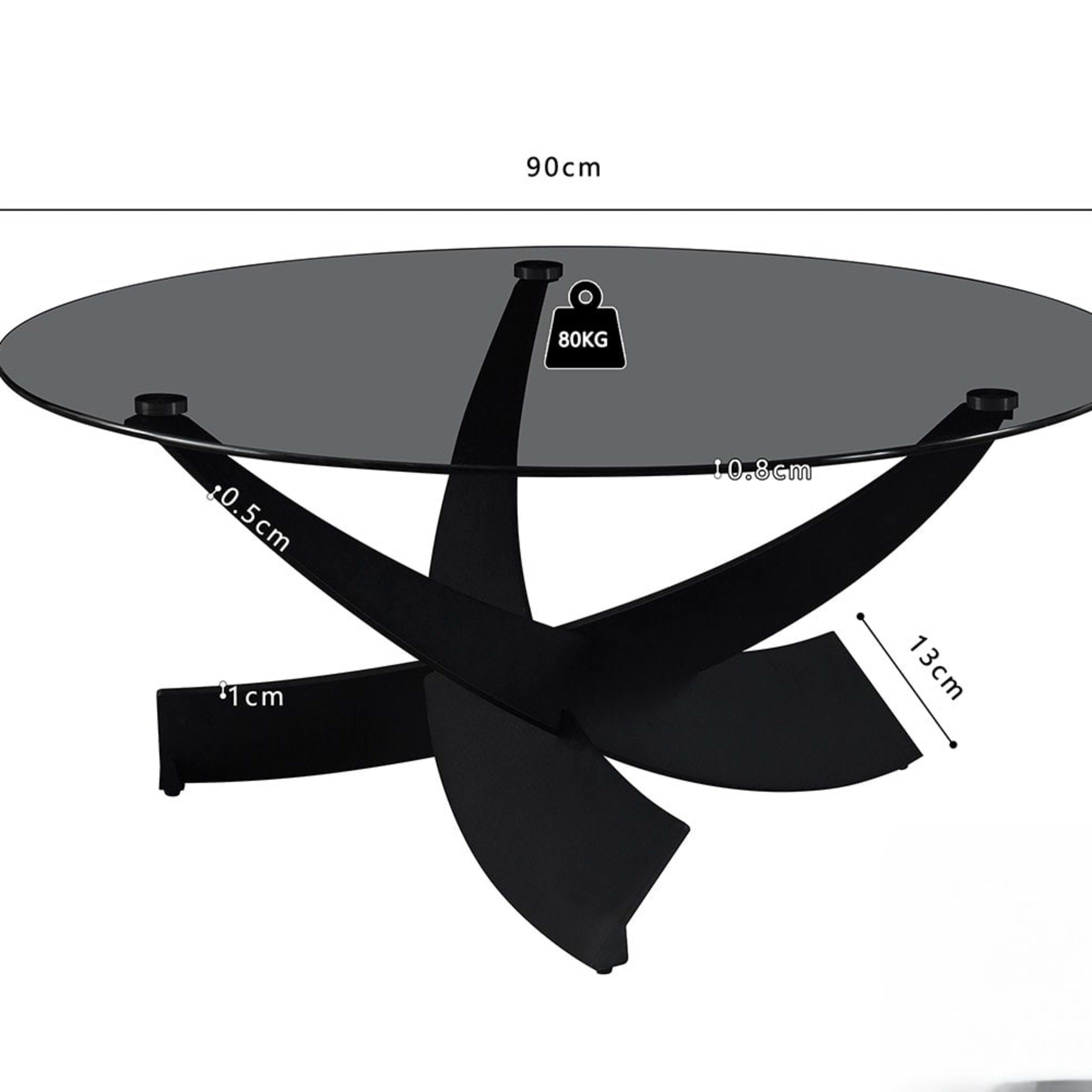 Salontafel 'Weston' Rond Grijs helder glas — 4