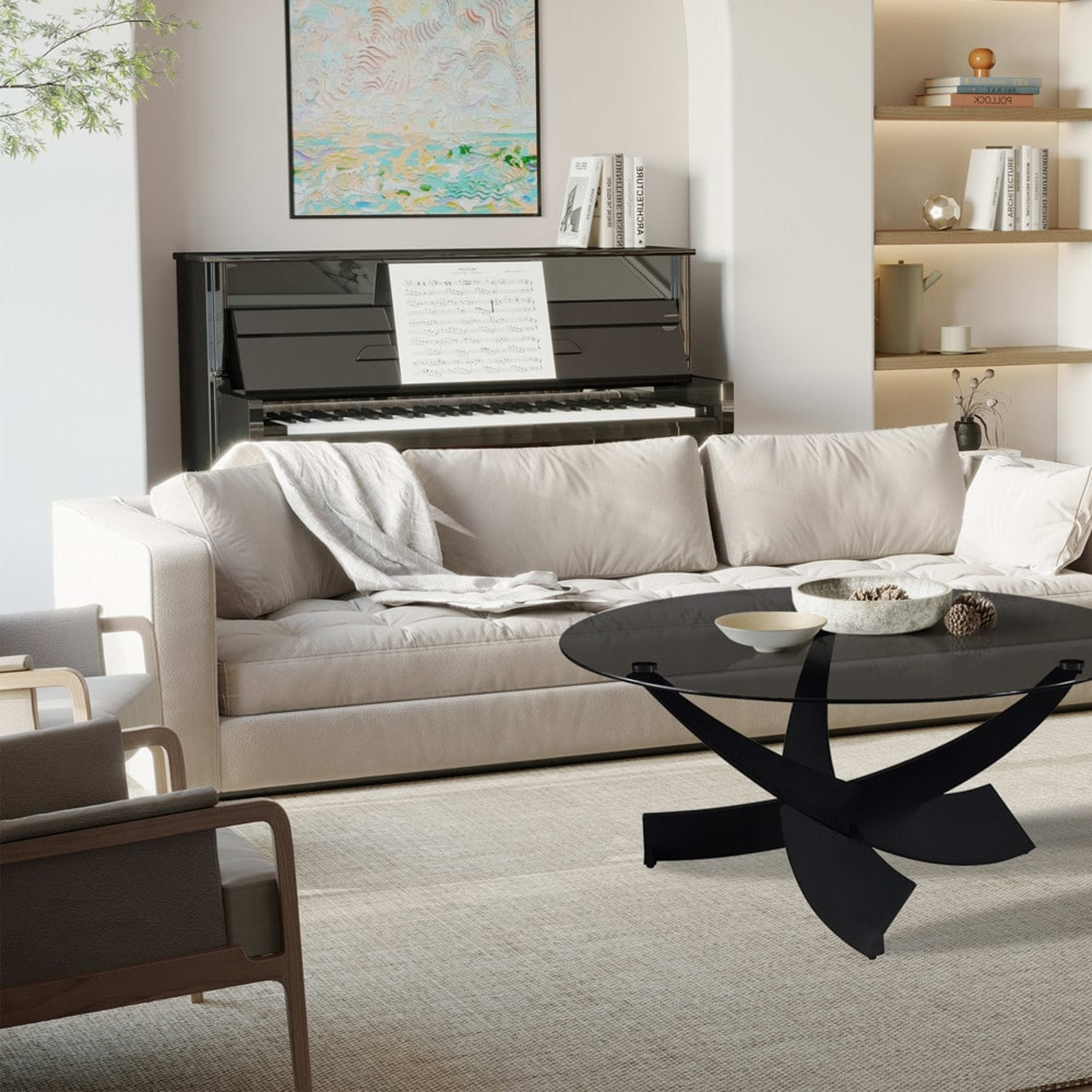 Salontafel 'Weston' Rond Grijs helder glas — 2