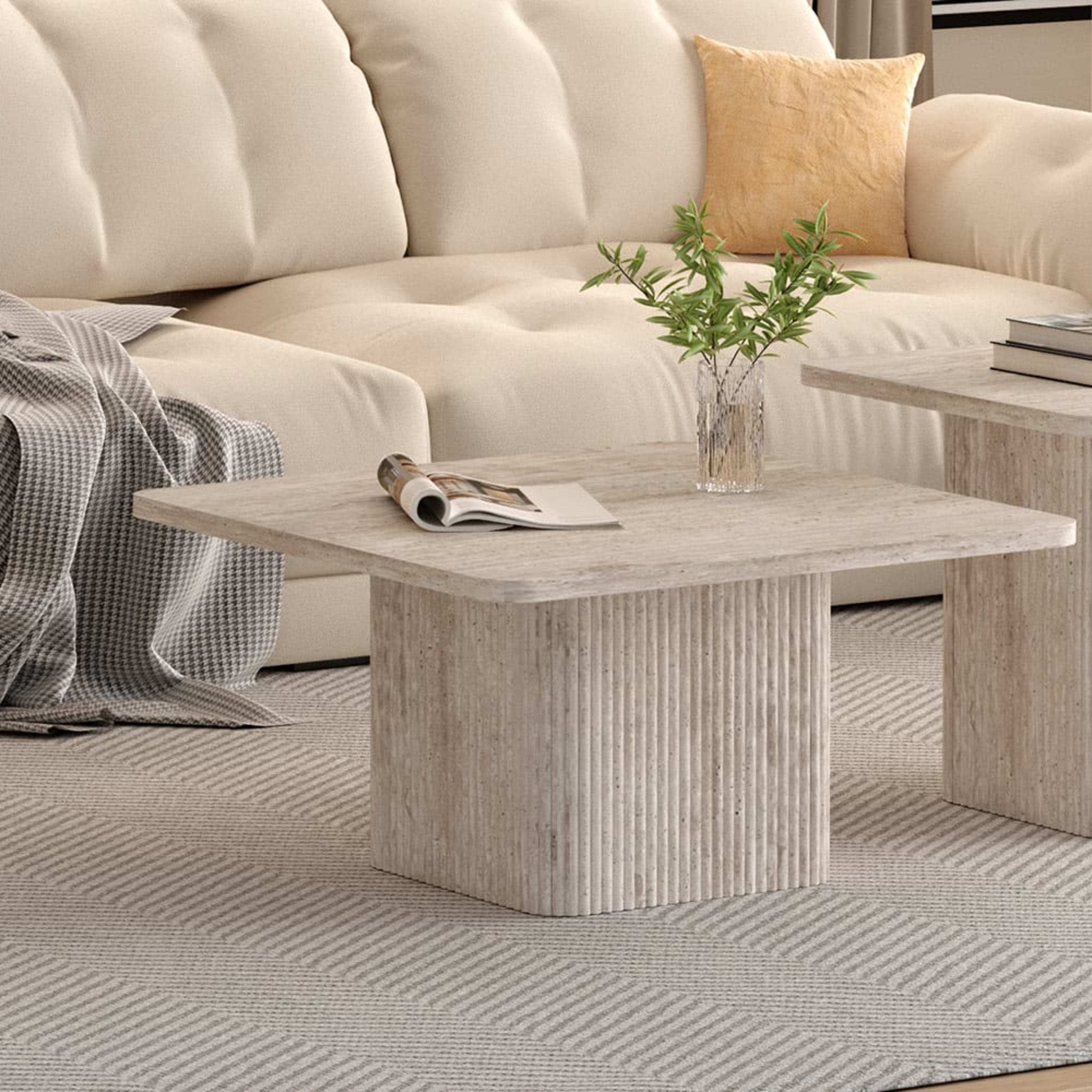 Set van 2 Salontafels 'Bobby' Decor travertin Beige — 2