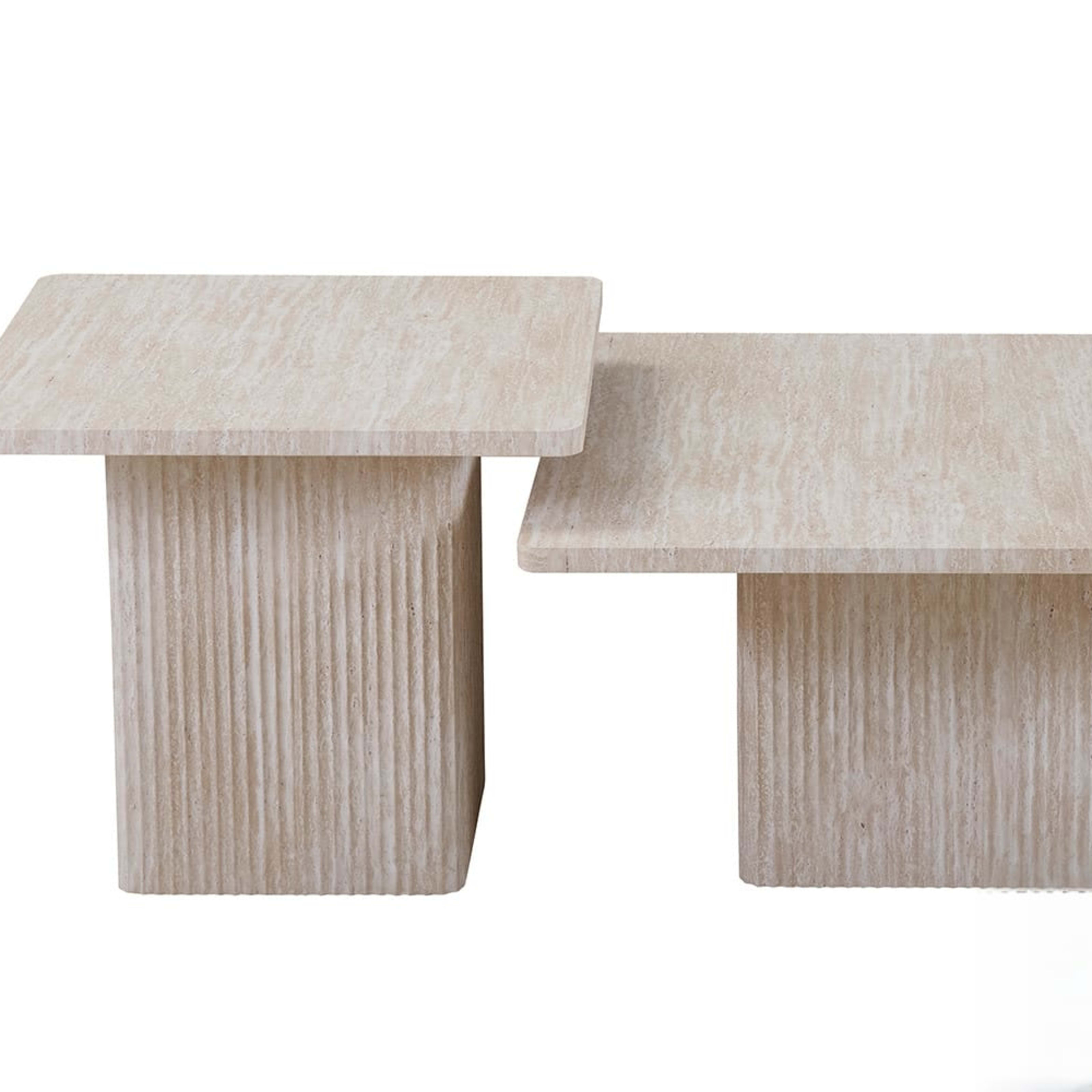 Set van 2 Salontafels 'Bobby' Decor travertin Beige — 1