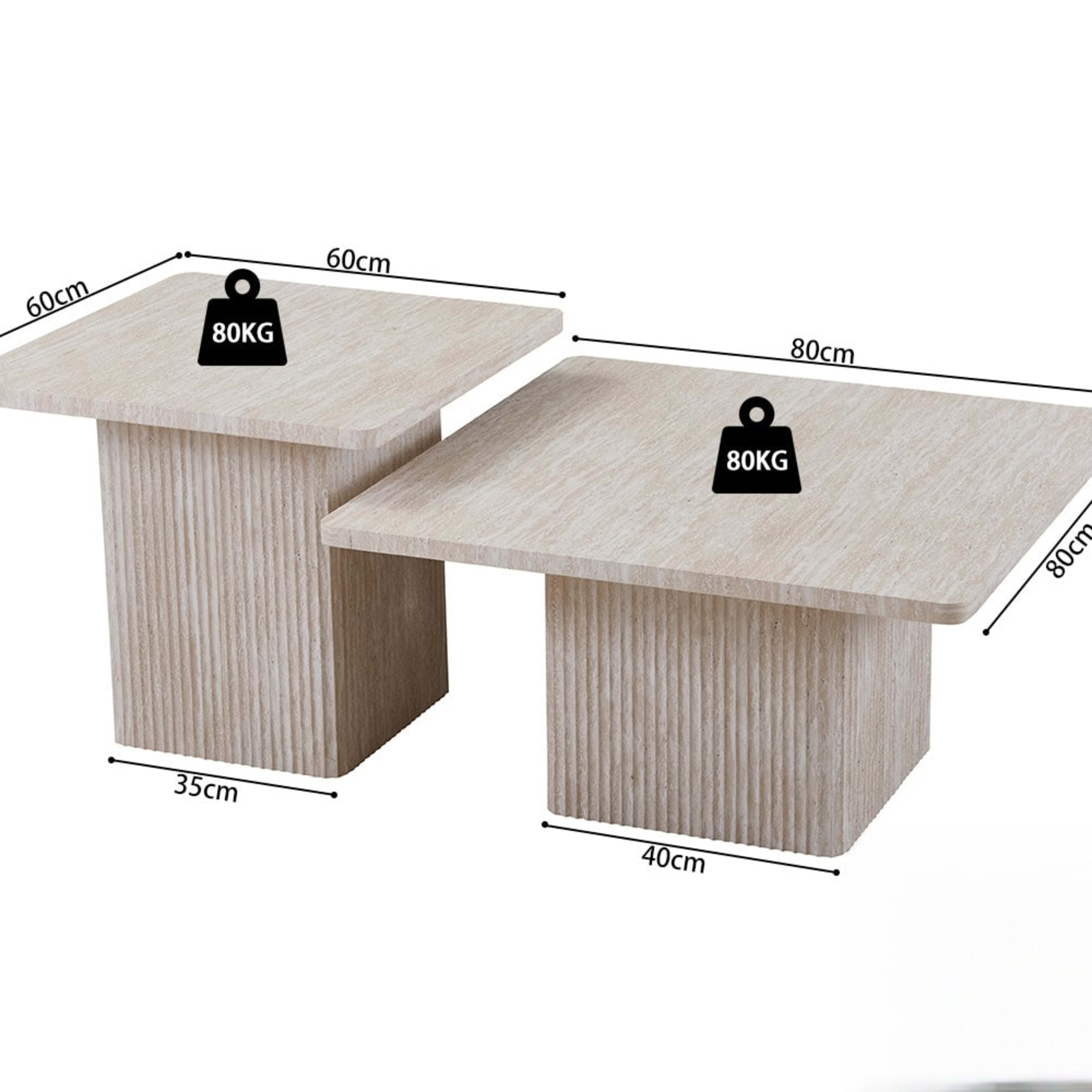 Set van 2 Salontafels 'Bobby' Decor travertin Beige — 5