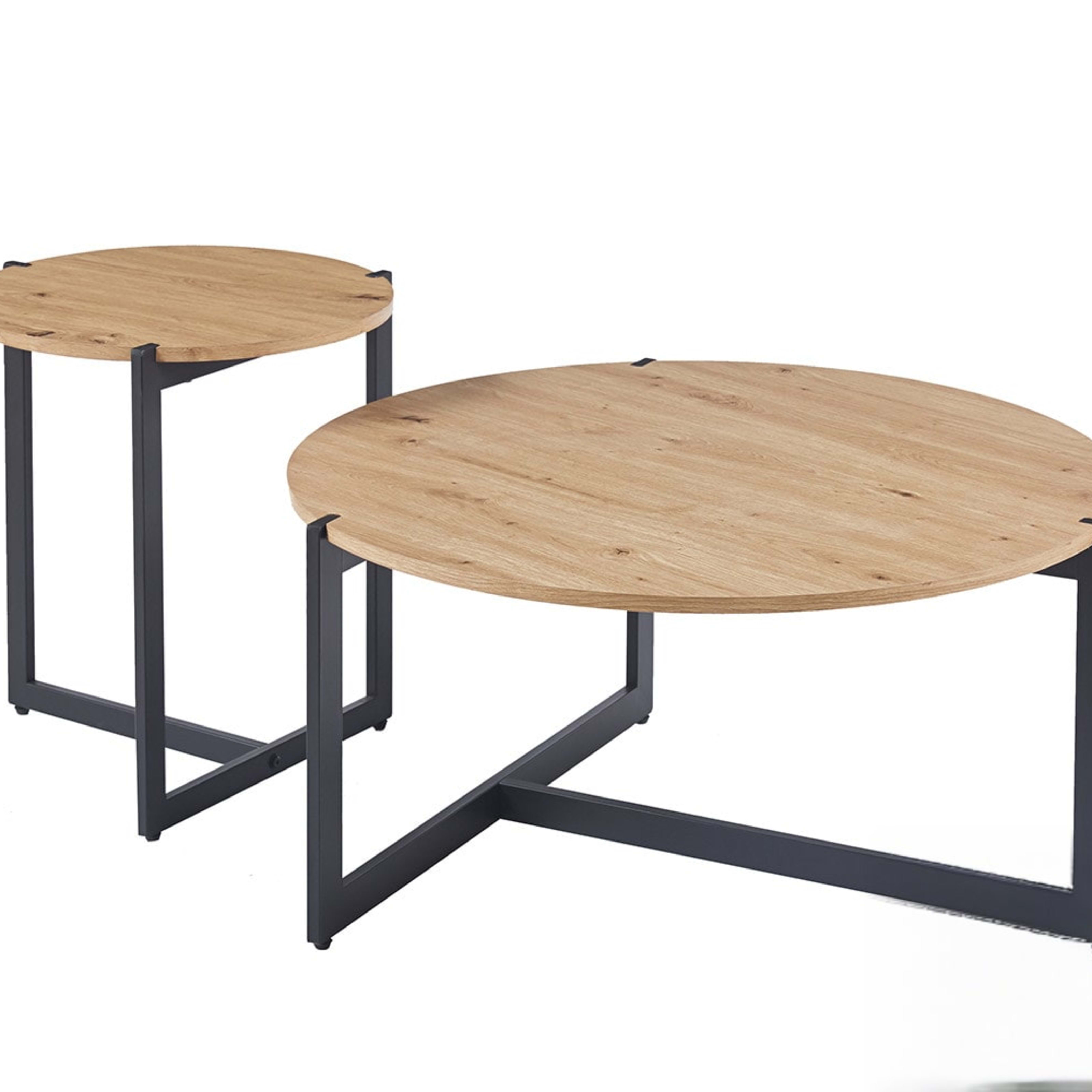 Set van 2 Salontafels 'Pola' Decor Oude eik — 1